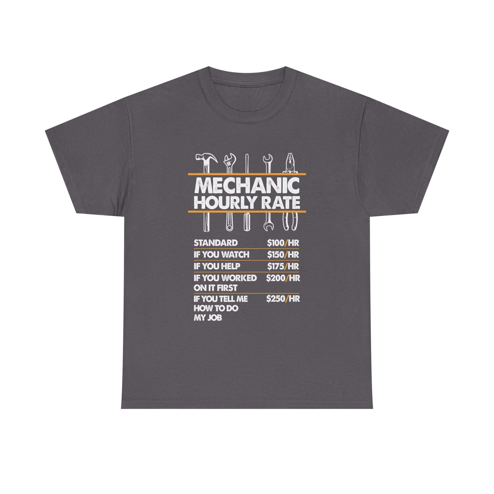 Mechanic Hour Rate T-Shirt t-shirt flat lay - automotive gift