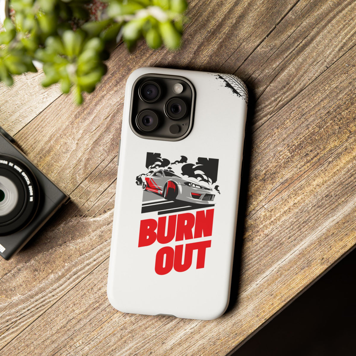 JDM Burnout Tough Car Phone Case - iPhone 15 Pro Max, glossy, lifestyle photo