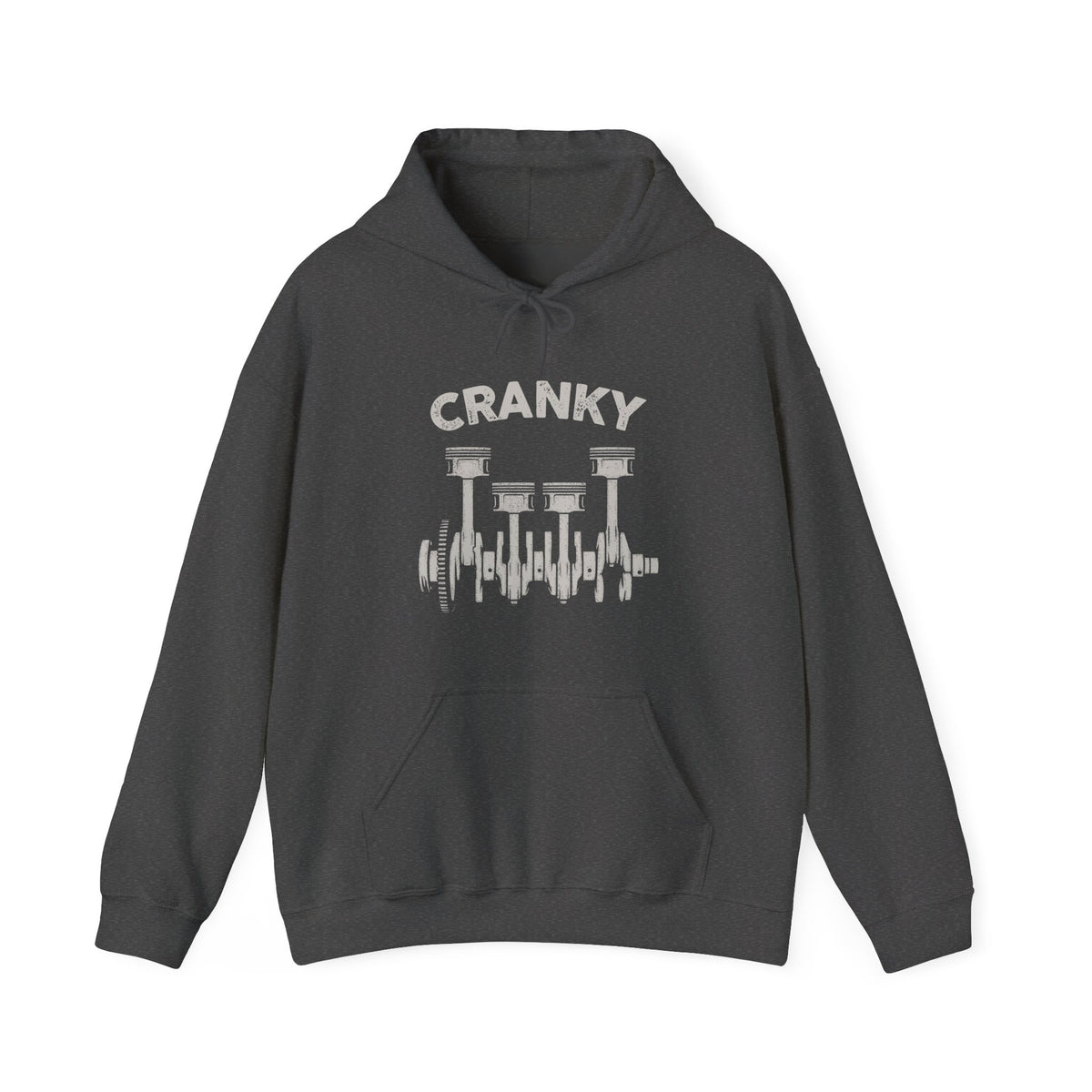 Cranky Mechanic Hoodie flat lay - gift for mechanics and engine builders