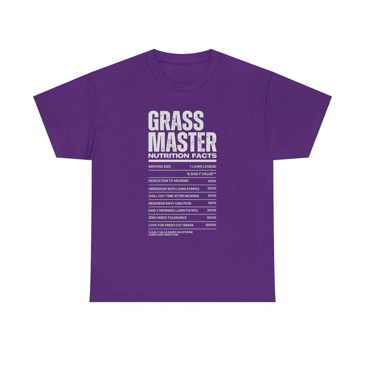 Grass Master Lawn Care Nutrition Facts T-Shirt | Funny Mowing Tee