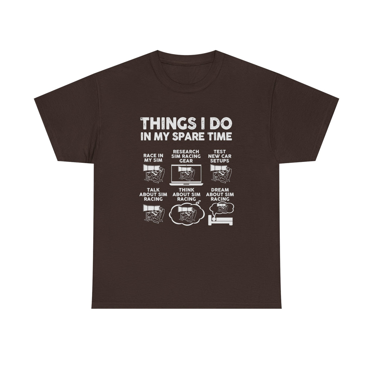 Man wearing SIM Racing spare time t-shirt - gift for sim racers