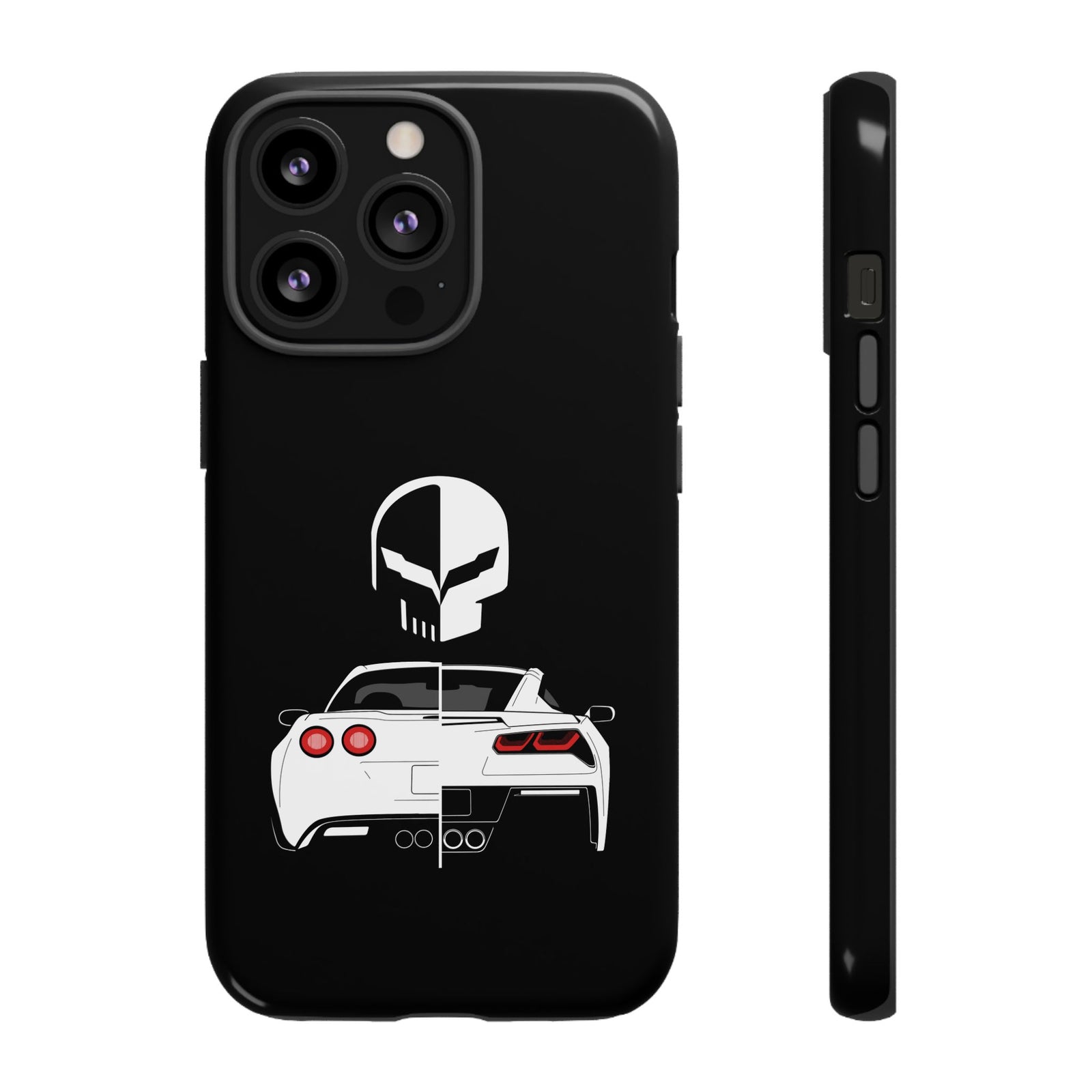Corvette Punisher Skull Tough Phone Case | Muscle Car Guy Gift
