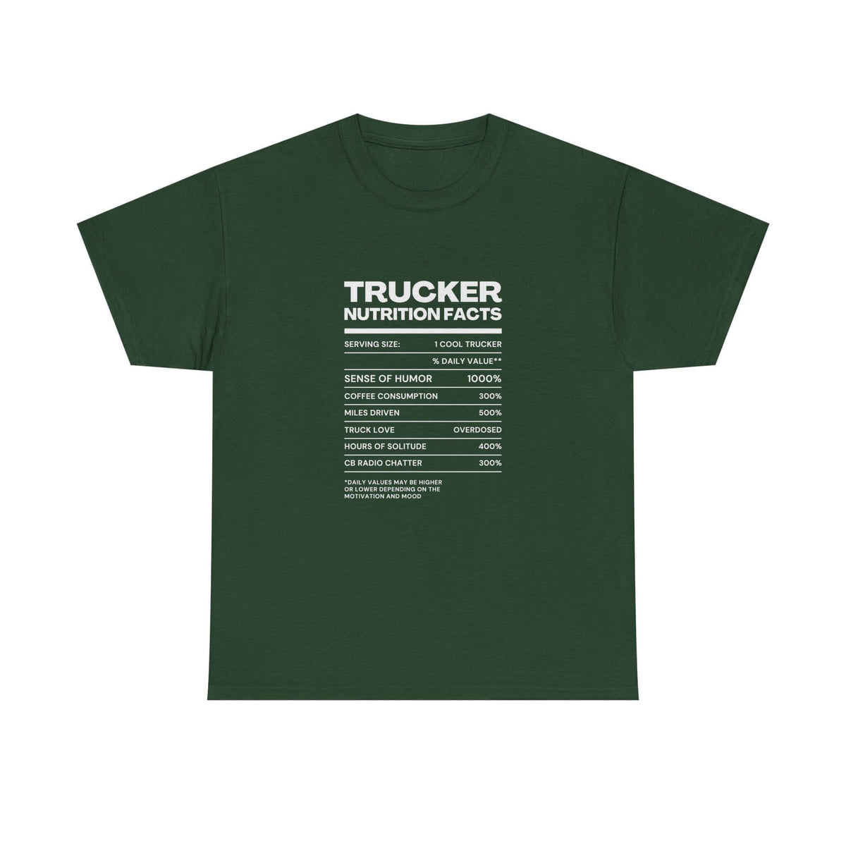 Trucker Nutrition Facts T-Shirt shirt color variant - car guy gift