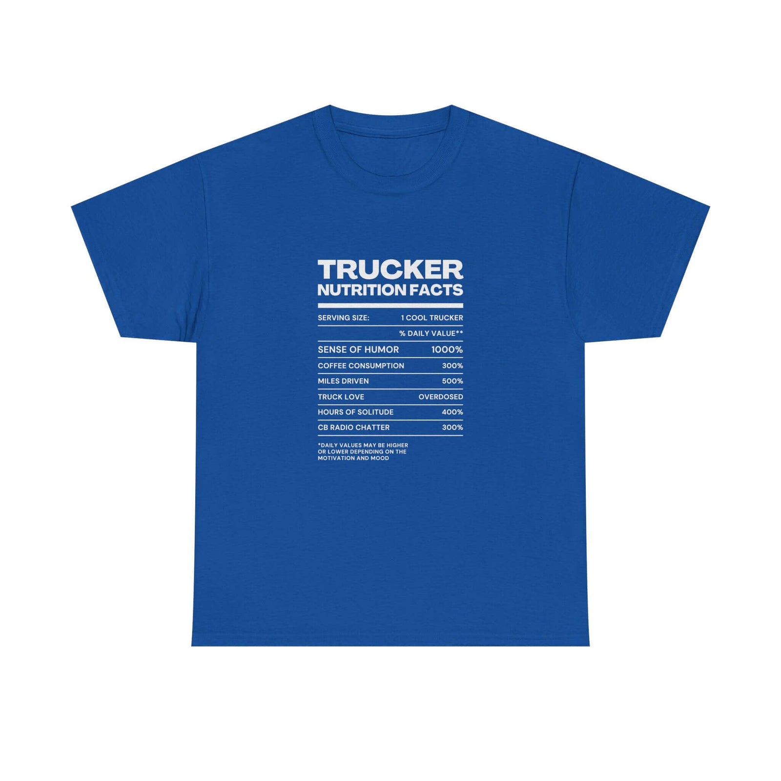Trucker Nutrition Facts T-Shirt shirt back view - car enthusiast tee