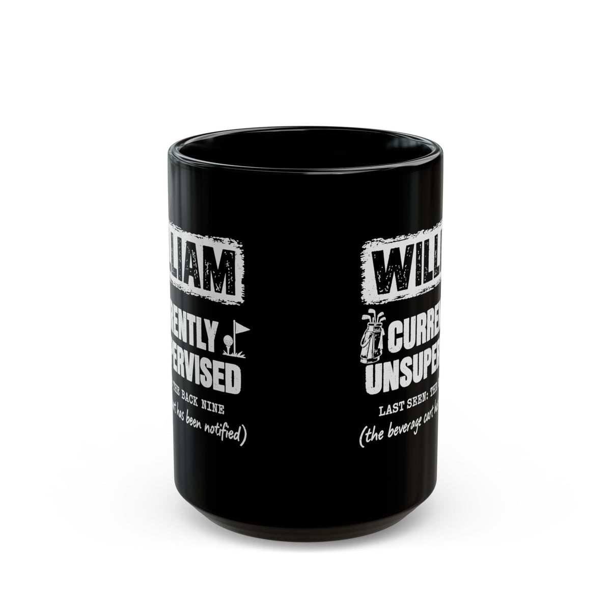 Currently Unsupervised Personalized Golf Mug - 11oz black coffee mug, handle on the right