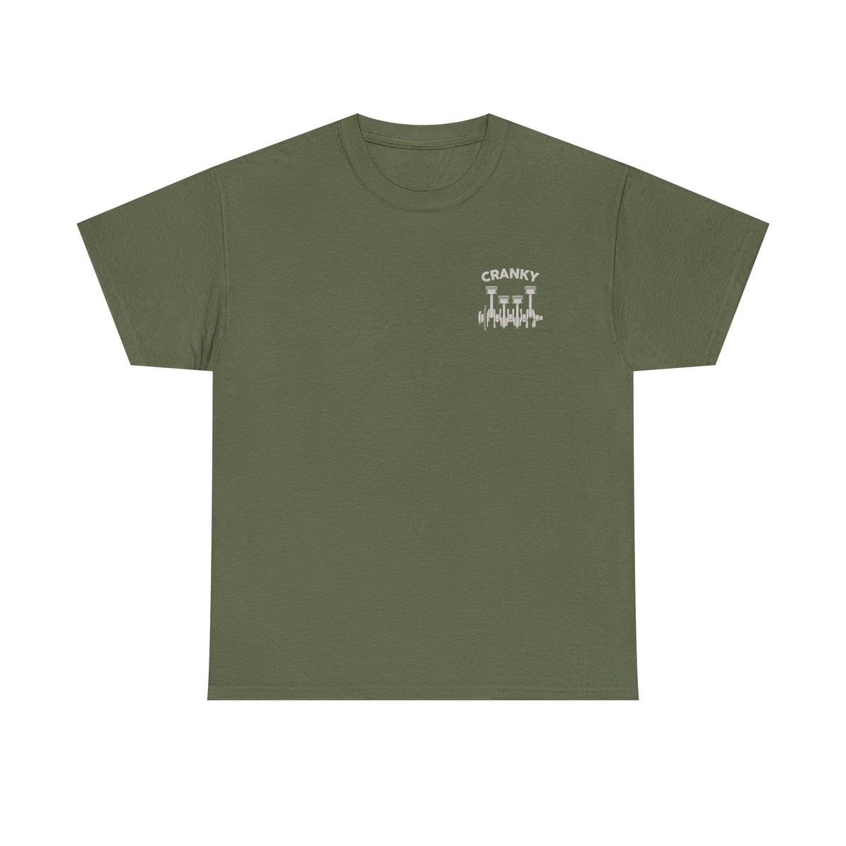 Cranky Minimalist Mechanic T-Shirt | Small Chest Print Crankshaft Tee