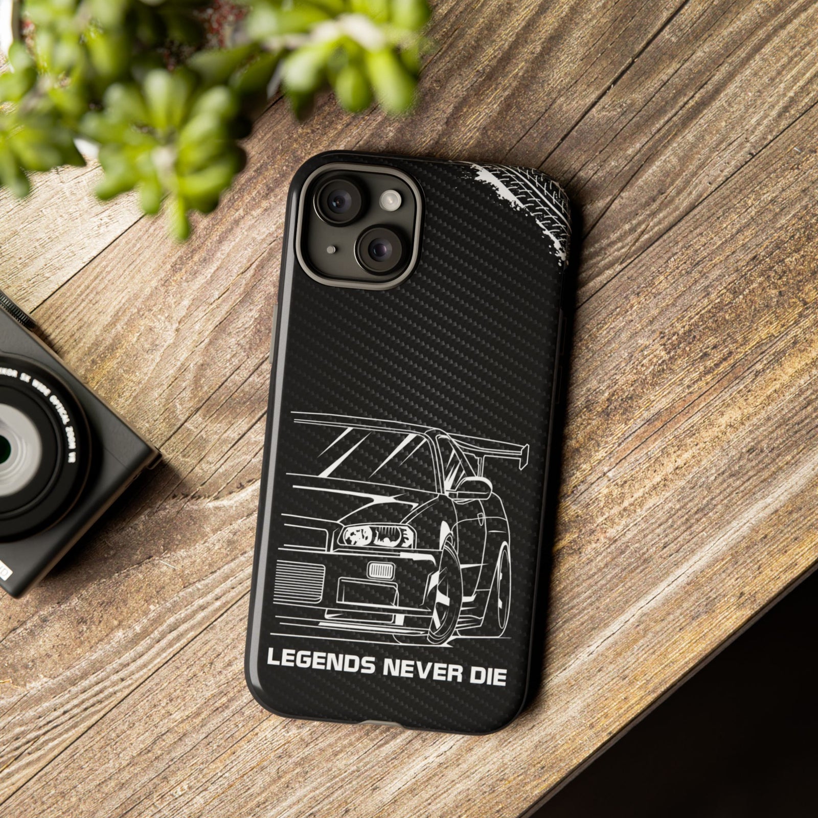 JDM Legends Never Die Tough Phone Case - iPhone 15 Plus, glossy, lifestyle photo