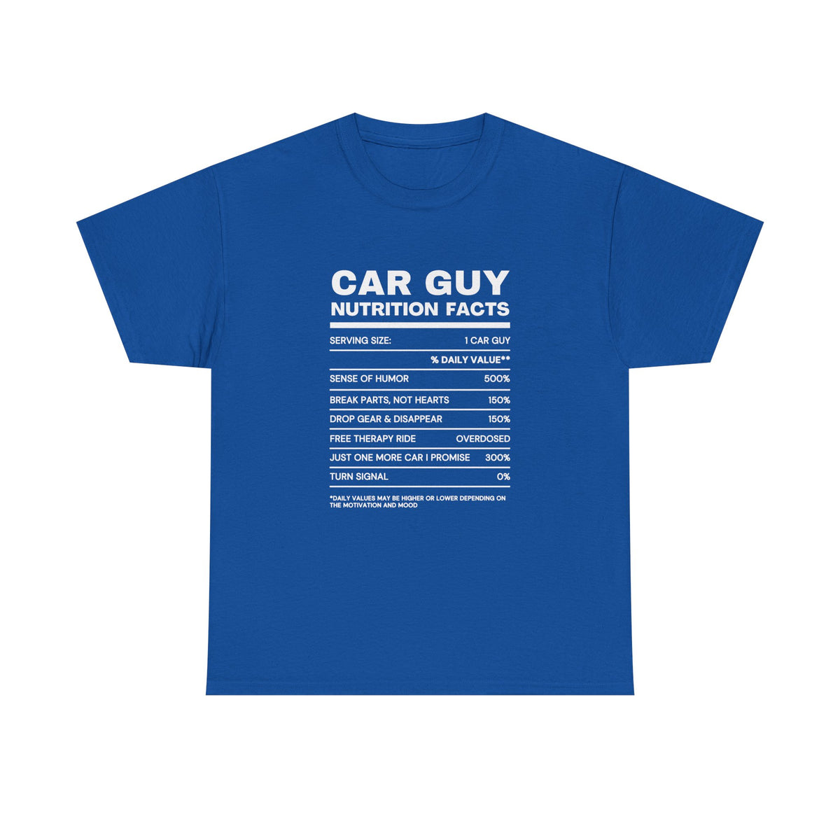 Car Guy Nutrition Facts - Grey