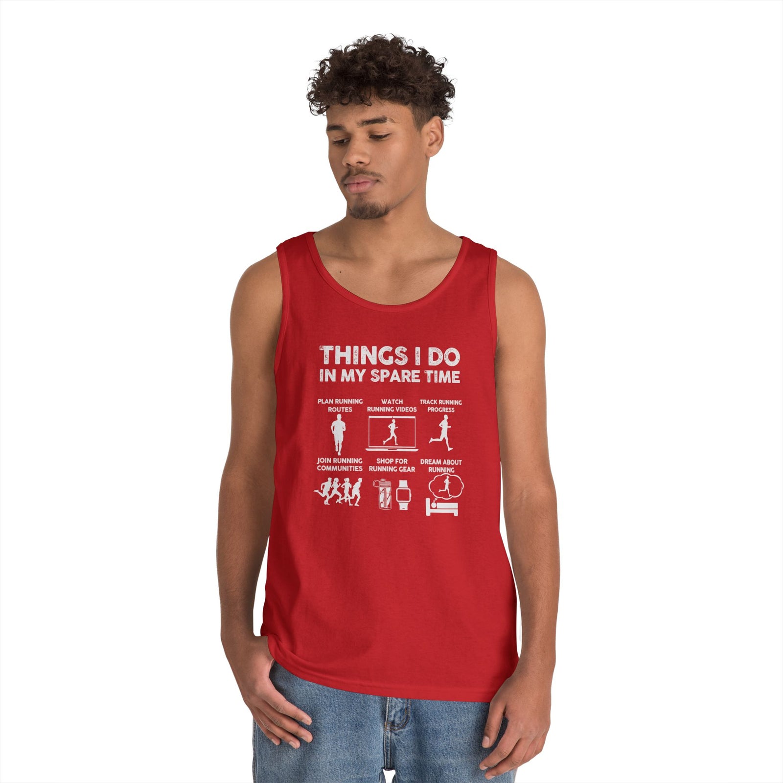 Funny Running Tank Top for Men, Things I Do In My Spare Time Sleeveless Shirt, Marathon Runner Gift, Gym Workout Singlet