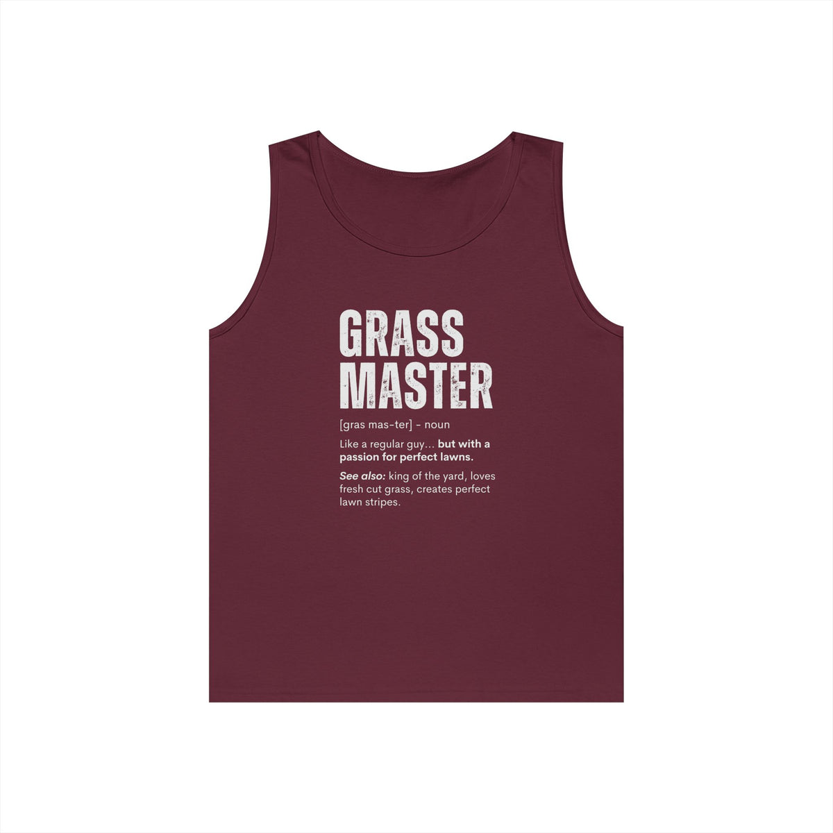 Grass Master Tank Top for Men, Funny Lawn Care Definition Sleeveless Shirt, Mowing Gift, Yard Work Singlet