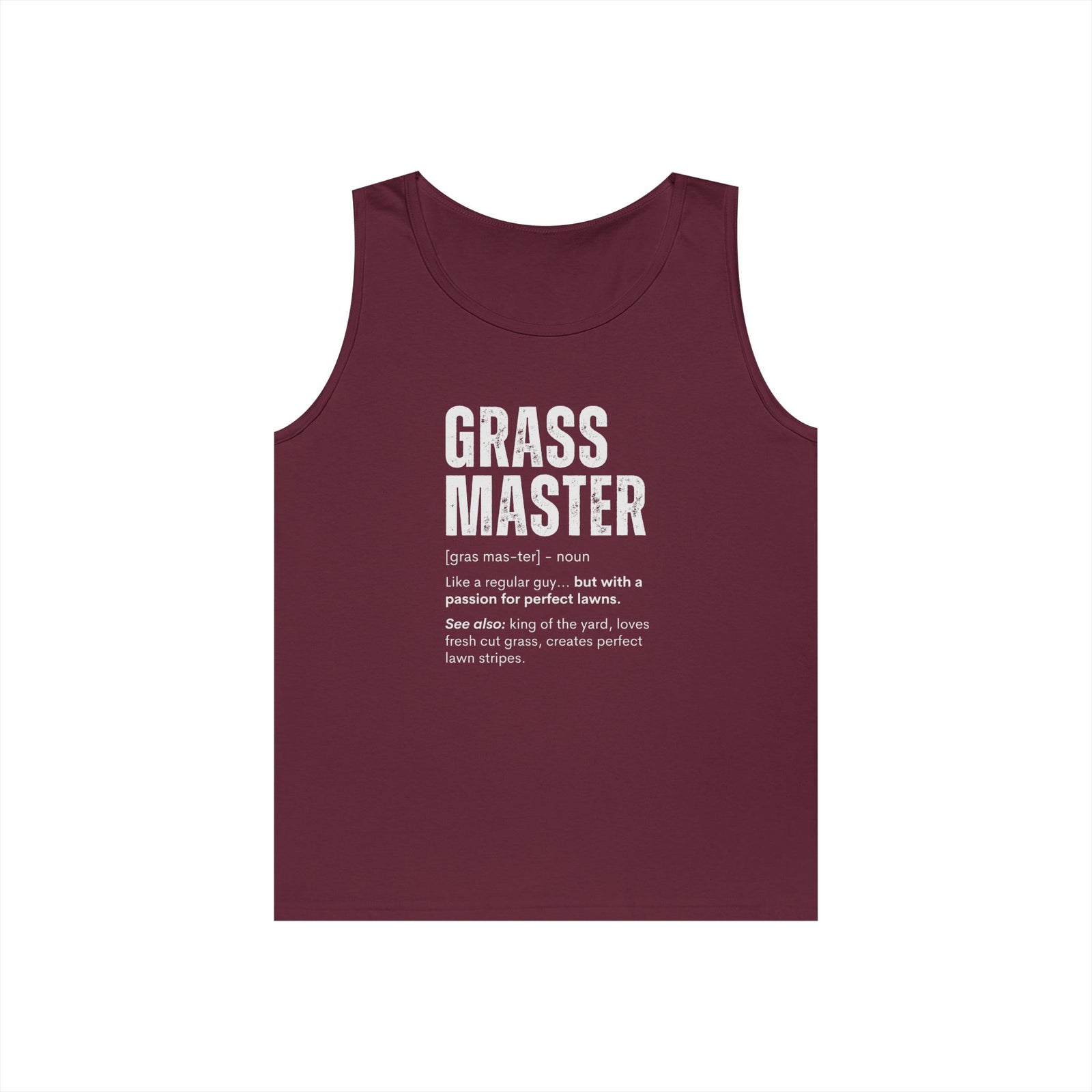 Grass Master Tank Top for Men, Funny Lawn Care Definition Sleeveless Shirt, Mowing Gift, Yard Work Singlet