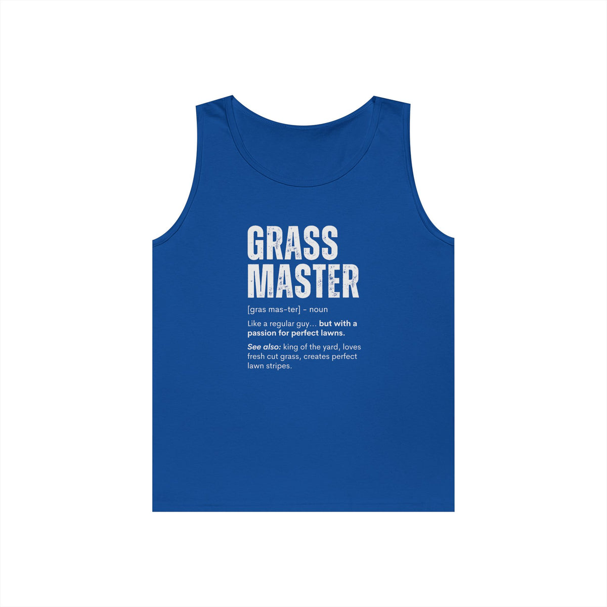 Grass Master Tank Top for Men, Funny Lawn Care Definition Sleeveless Shirt, Mowing Gift, Yard Work Singlet