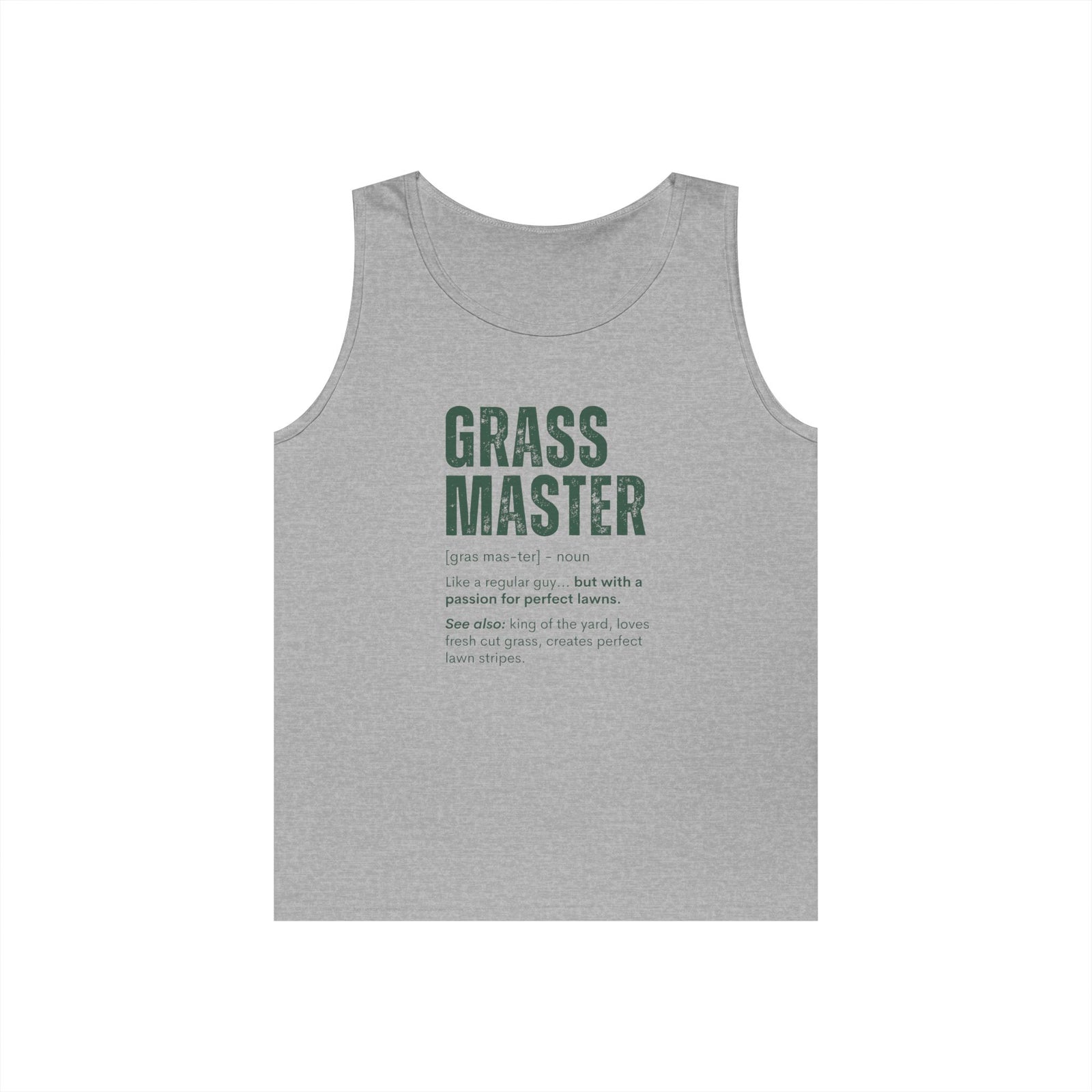 Grass Master Tank Top for Men, Funny Lawn Care Definition Sleeveless Shirt, Mowing Gift, Yard Work Singlet