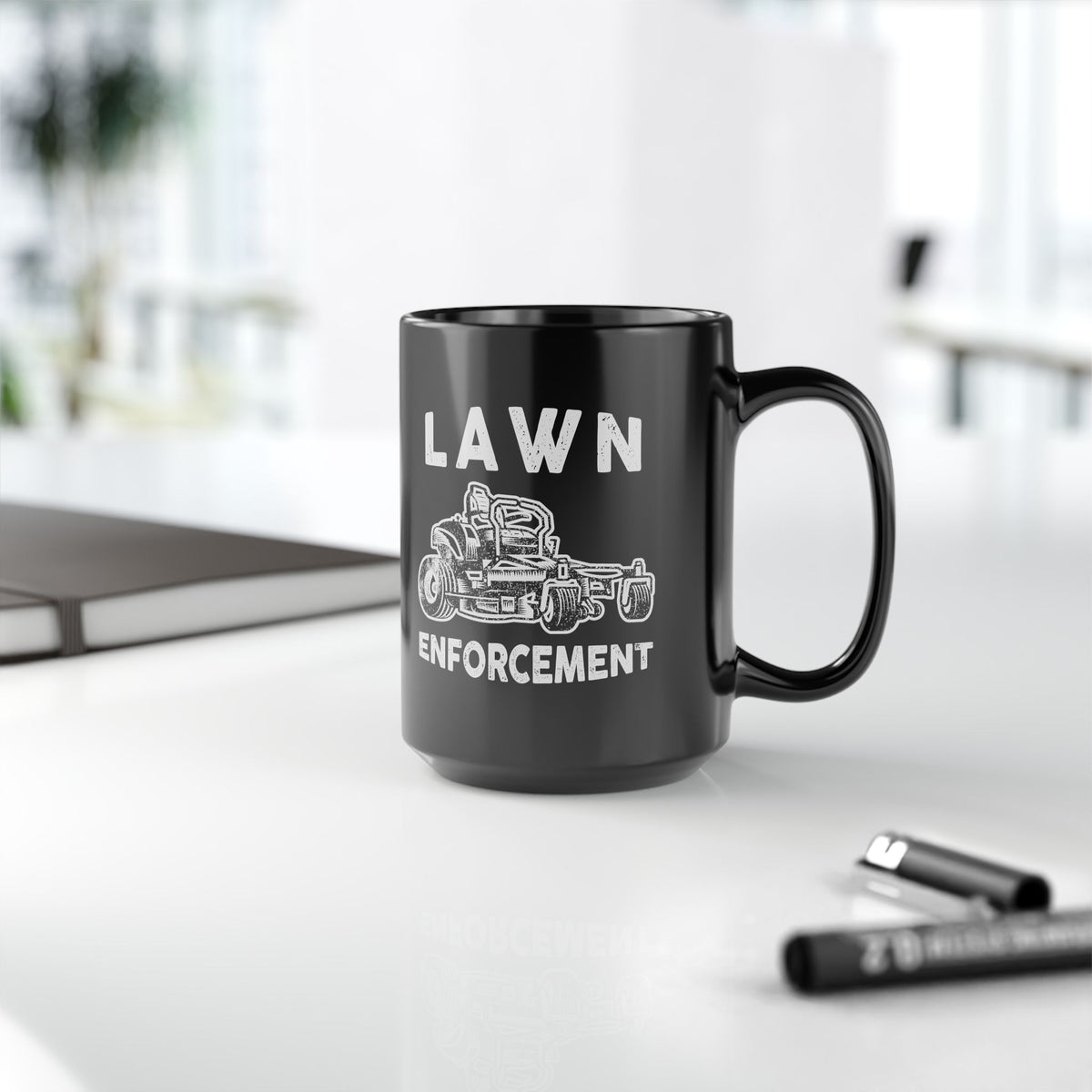 Lawn Enforcement mug - funny lawn mowing humor design - gift for yard enthusiast