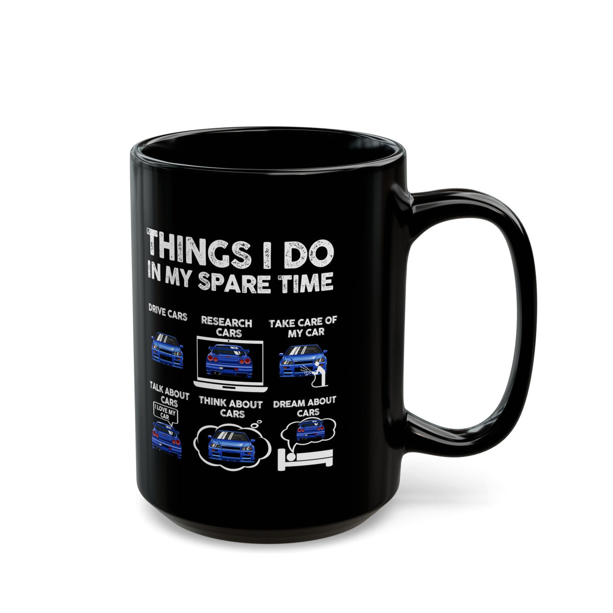 Things I Do in My Spare Time JDM Mug - 15oz black coffee mug, handle on the right
