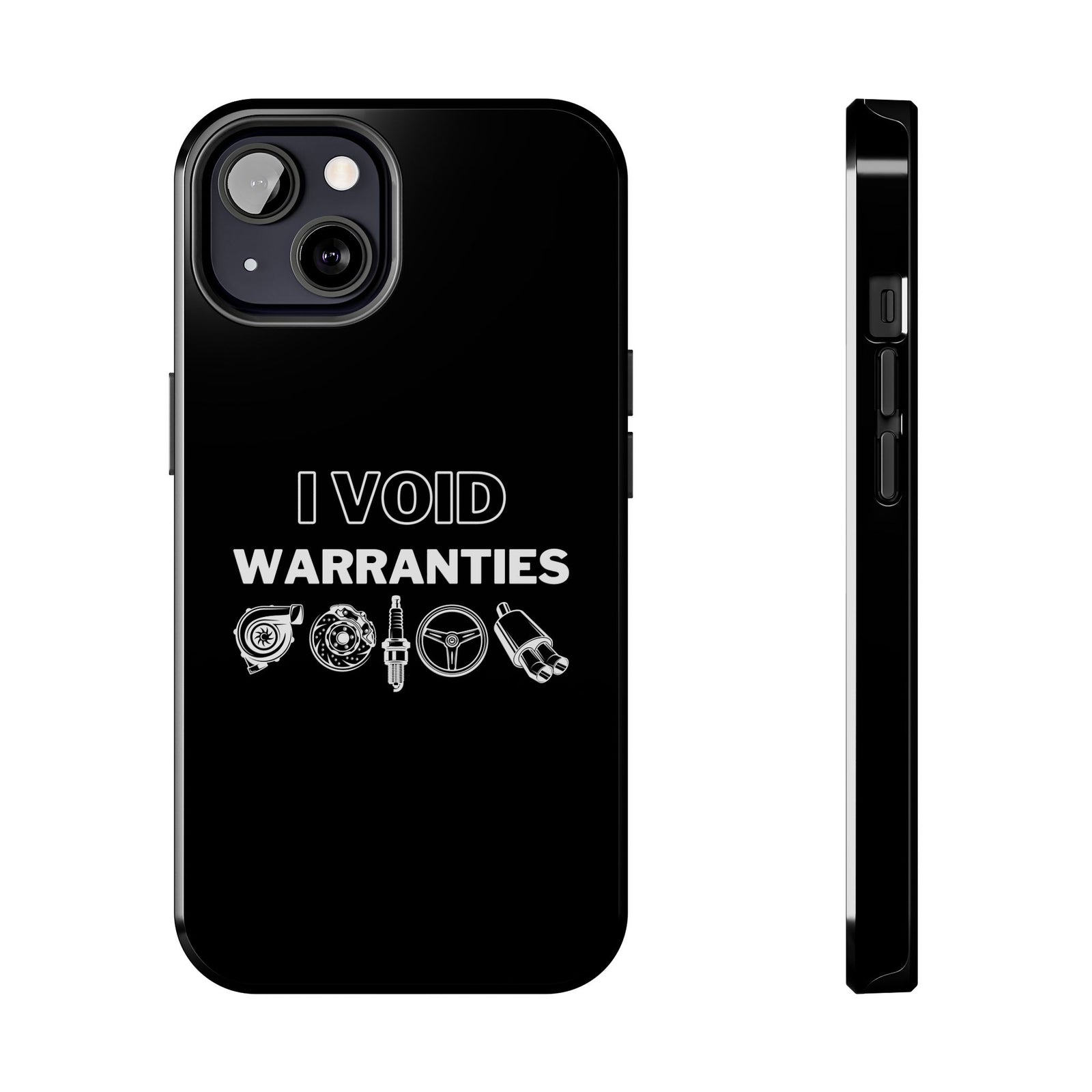 Void Warranties Phone Case shirt back view - car enthusiast tee