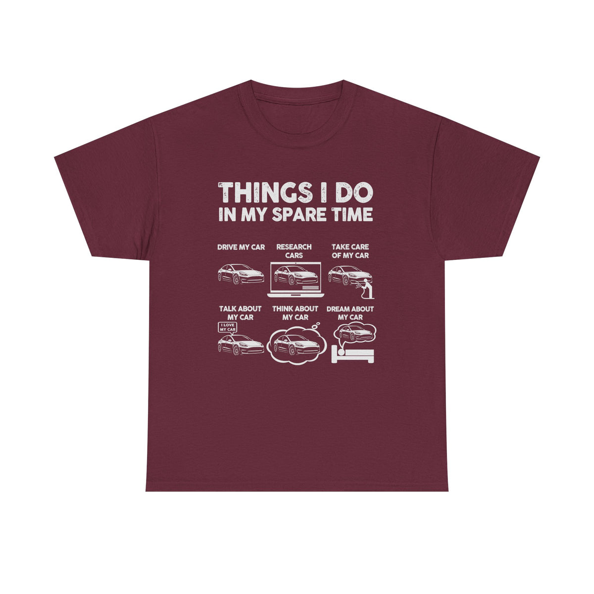 Tesla Owner spare time shirt close up - EV driver humor tee