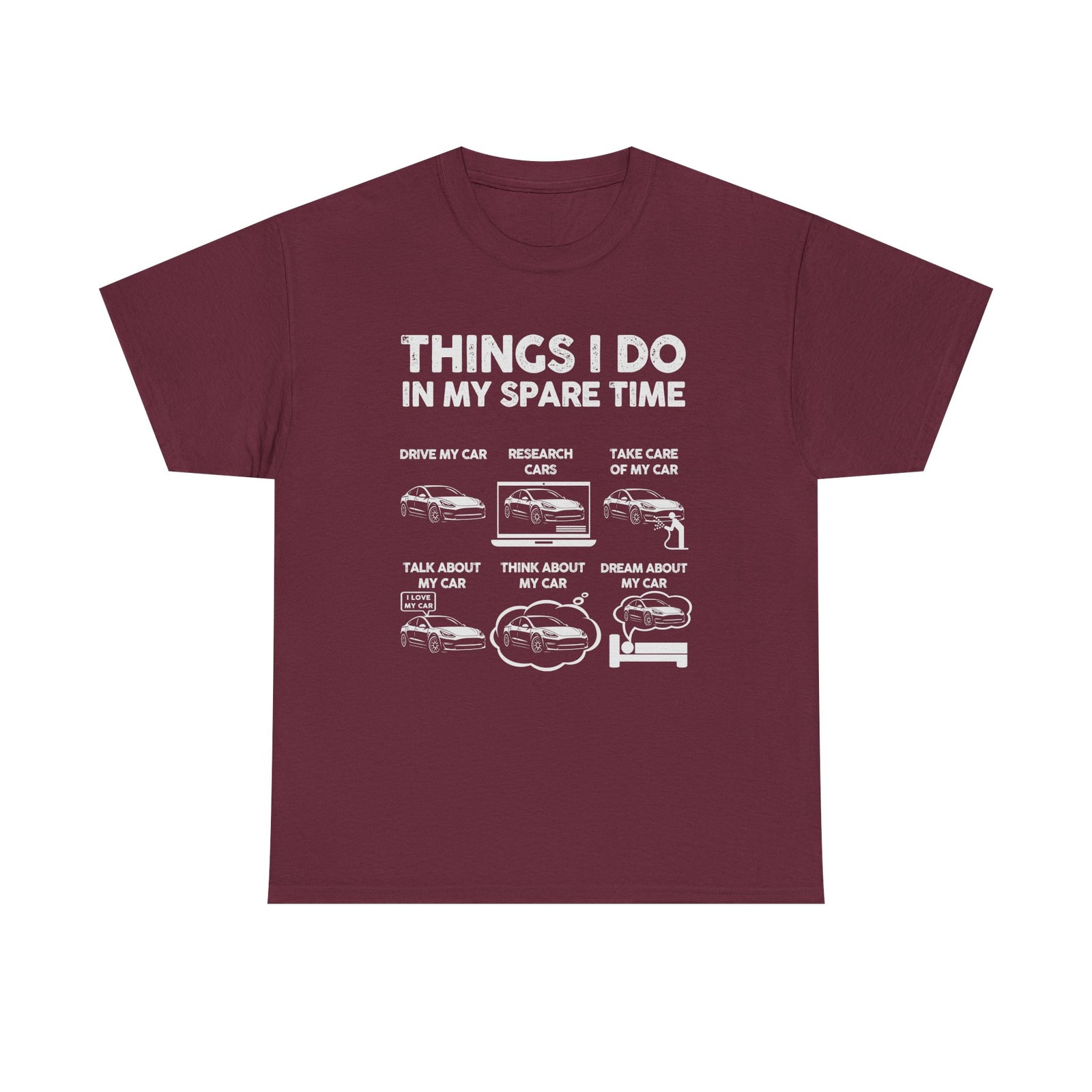 Tesla Owner spare time shirt close up - EV driver humor tee