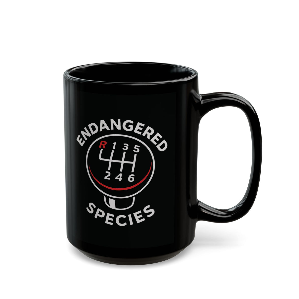 Endangered Species Stick Shift Mug coffee cup - gearhead gift idea