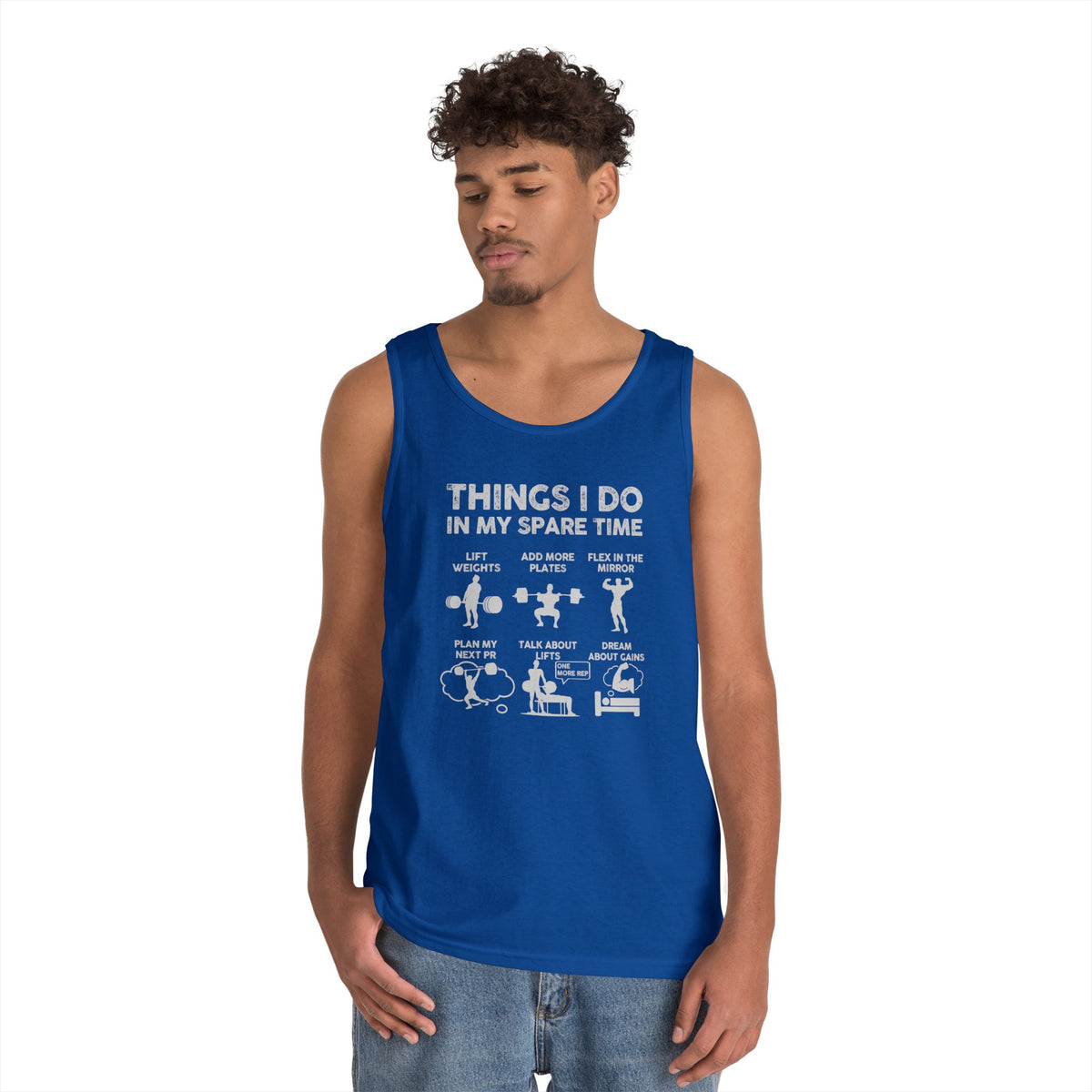 Gym Tank Top for Men, Funny Weightlifting Spare Time Sleeveless Shirt, Workout Lifting Gift, Bodybuilder Singlet