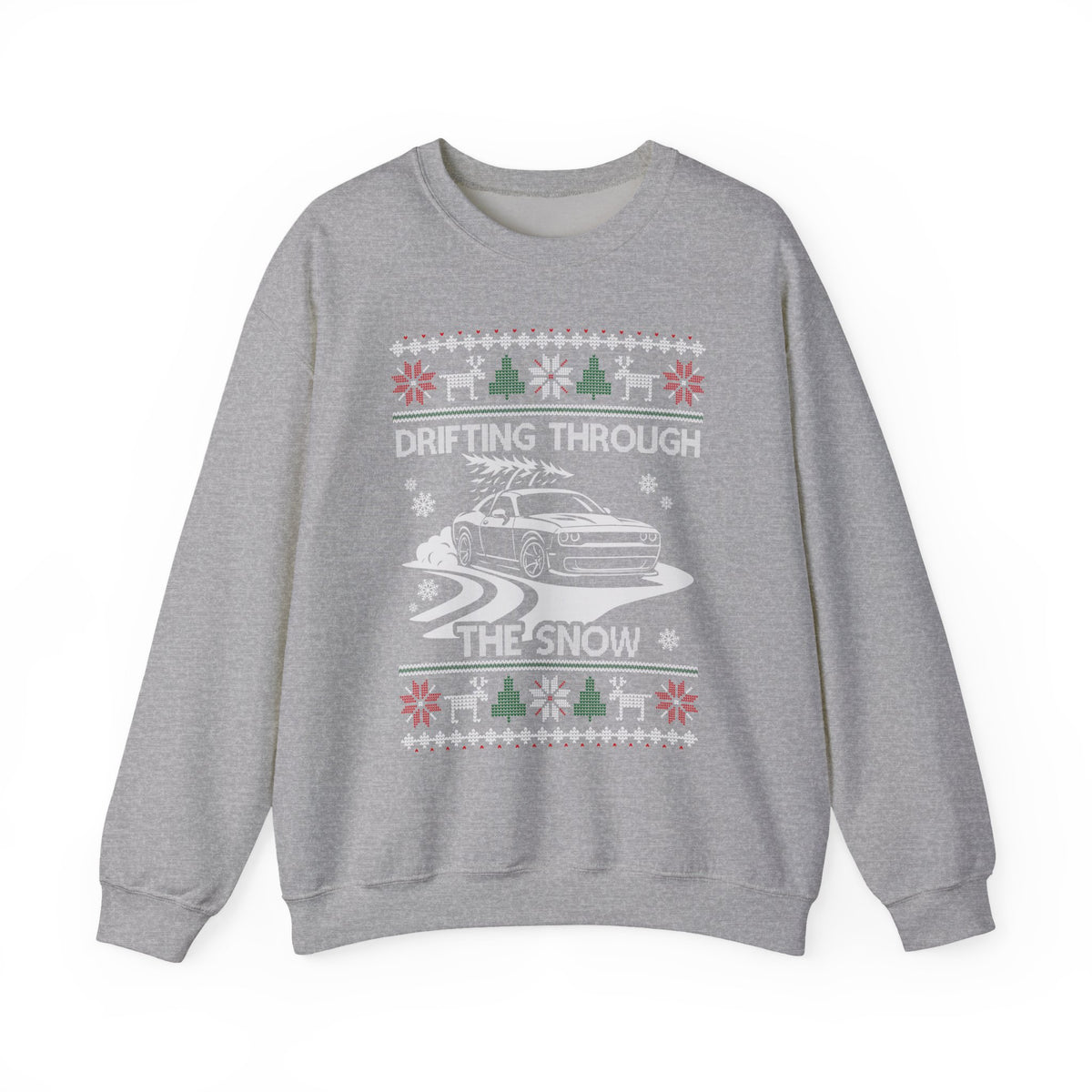 Drift Car Sweatshirt - Drifting Through the Snow Ugly Christmas Sweater