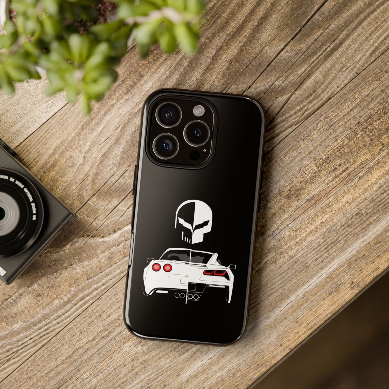 Corvette Punisher Skull Tough Phone Case | Muscle Car Guy Gift