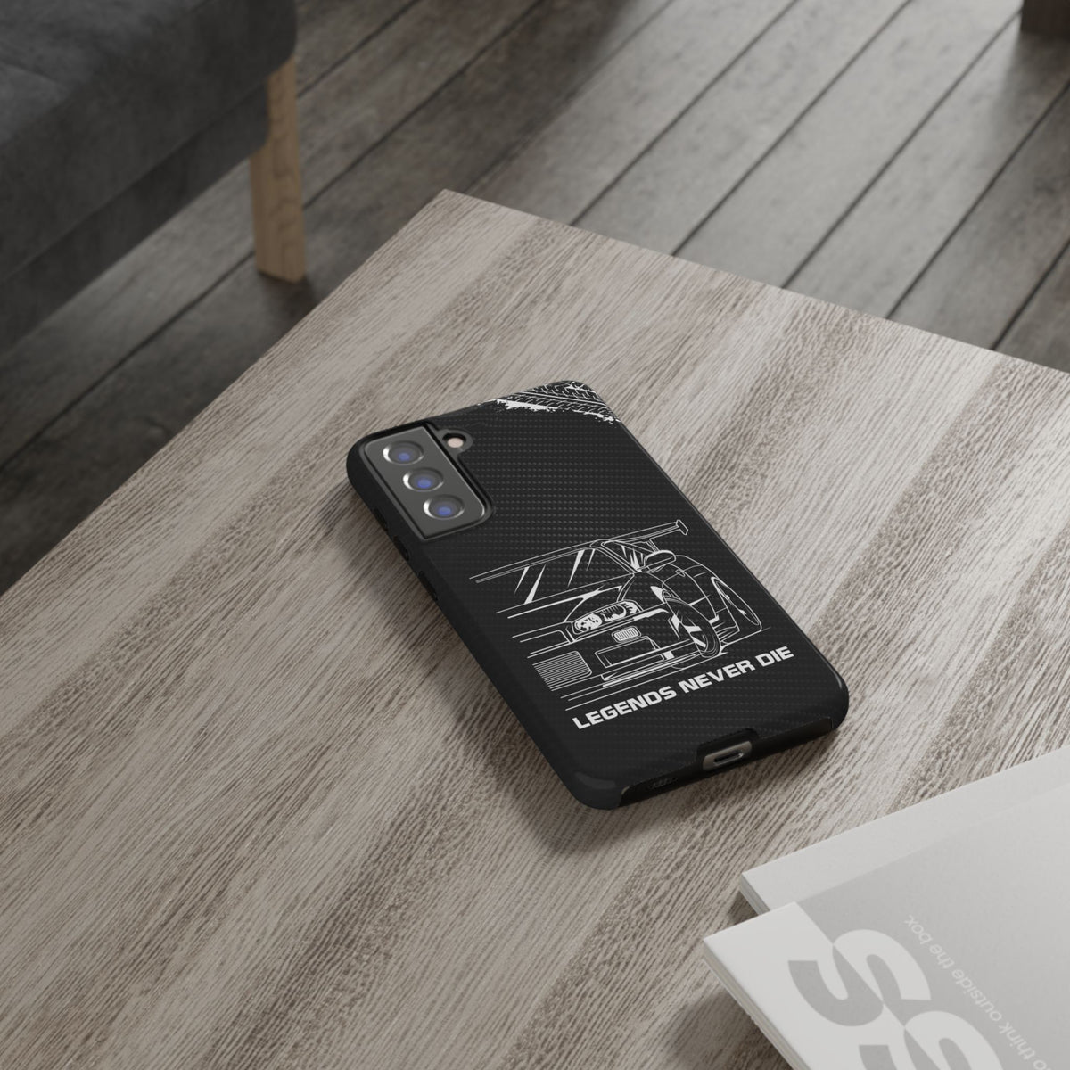 JDM Legends Never Die Tough Phone Case - Samsung Galaxy S21 FE, glossy, lifestyle photo