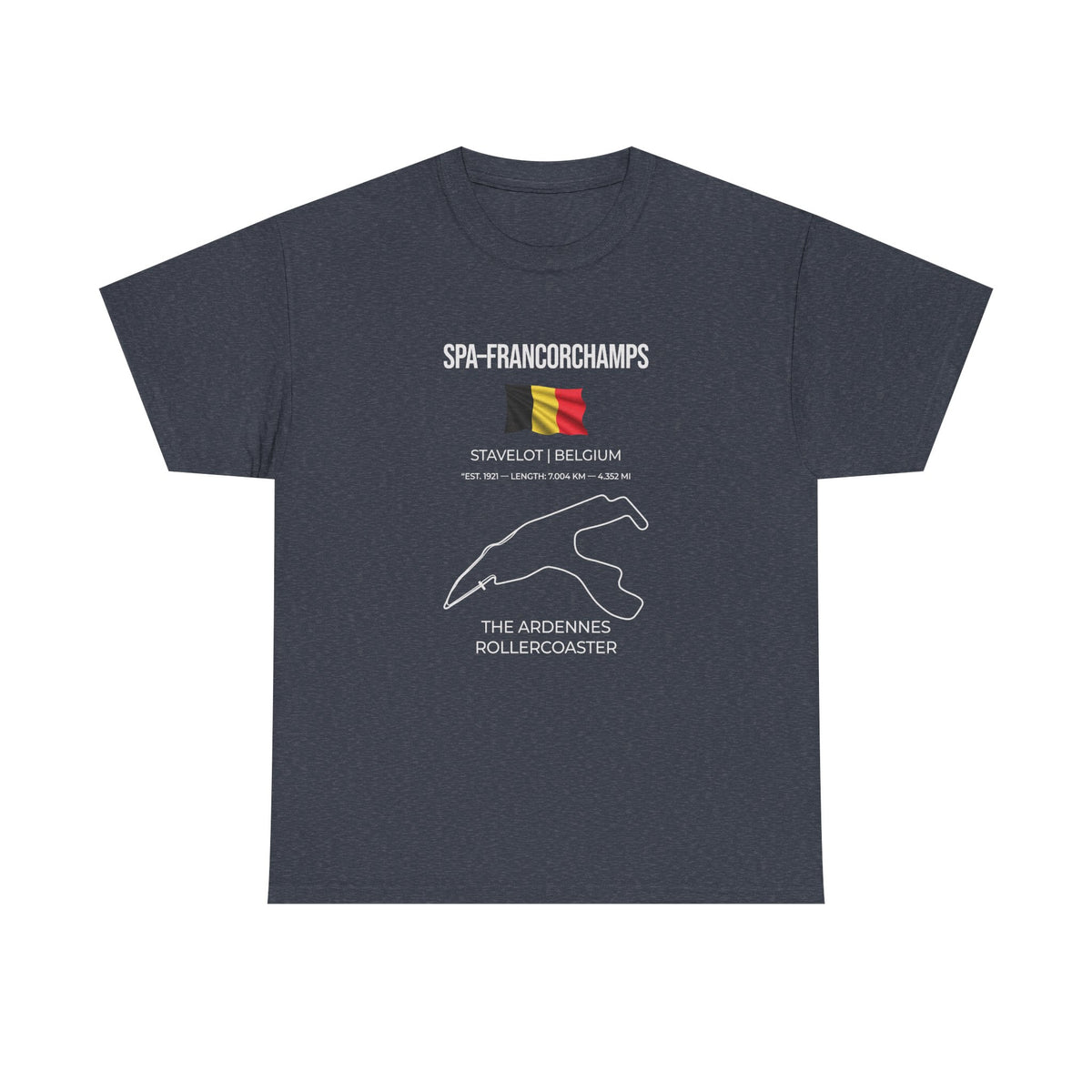 Spa-Francorchamps F1 Racing Track T-Shirt flat lay