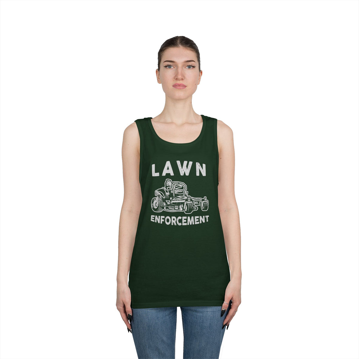 Lawn Enforcement Tank Top for Men, Funny Mowing Officer Sleeveless Shirt, Zero Turn Mower Gift, Gardener Singlet