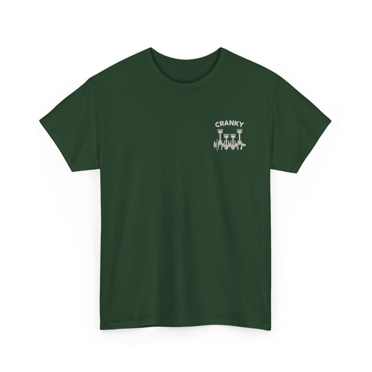 Cranky Minimalist Mechanic T-Shirt | Small Chest Print Crankshaft Tee