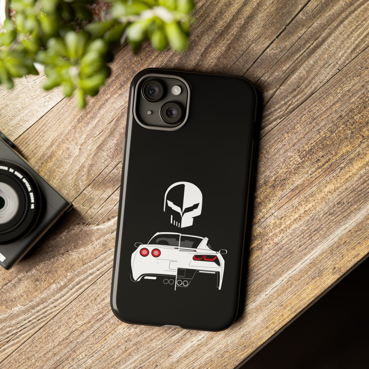 Corvette Punisher Skull Tough Phone Case | Muscle Car Guy Gift