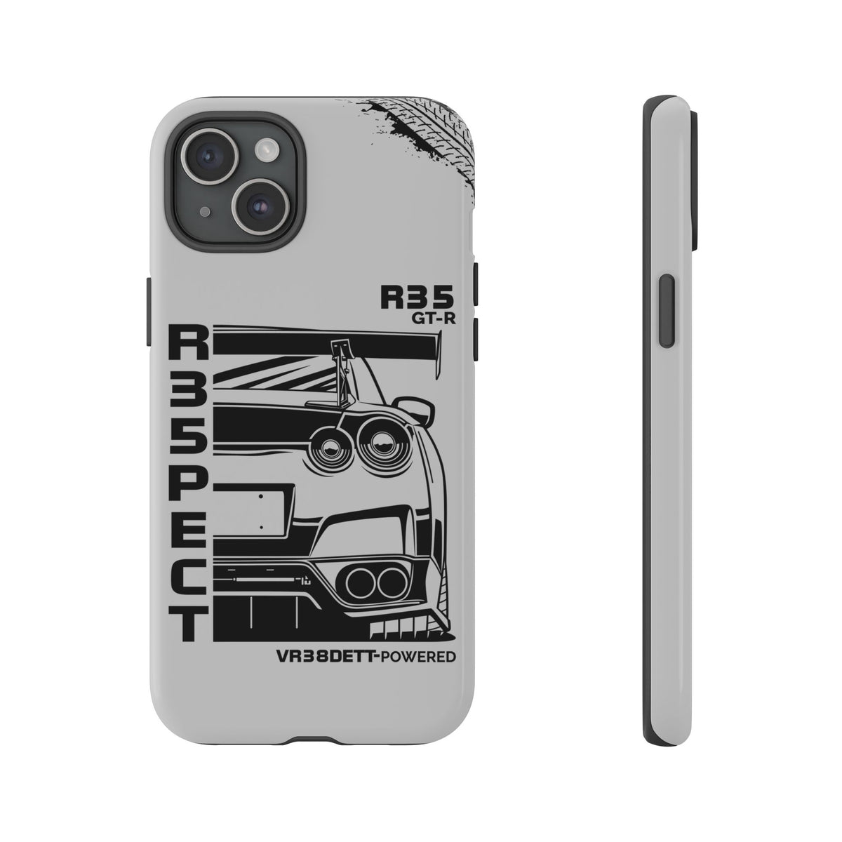 JDM Front View Tough Phone Case - iPhone 15 Plus, glossy, front and side view