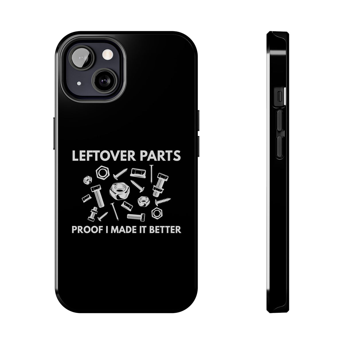 Leftover Parts Phone Case shirt back view - car enthusiast tee