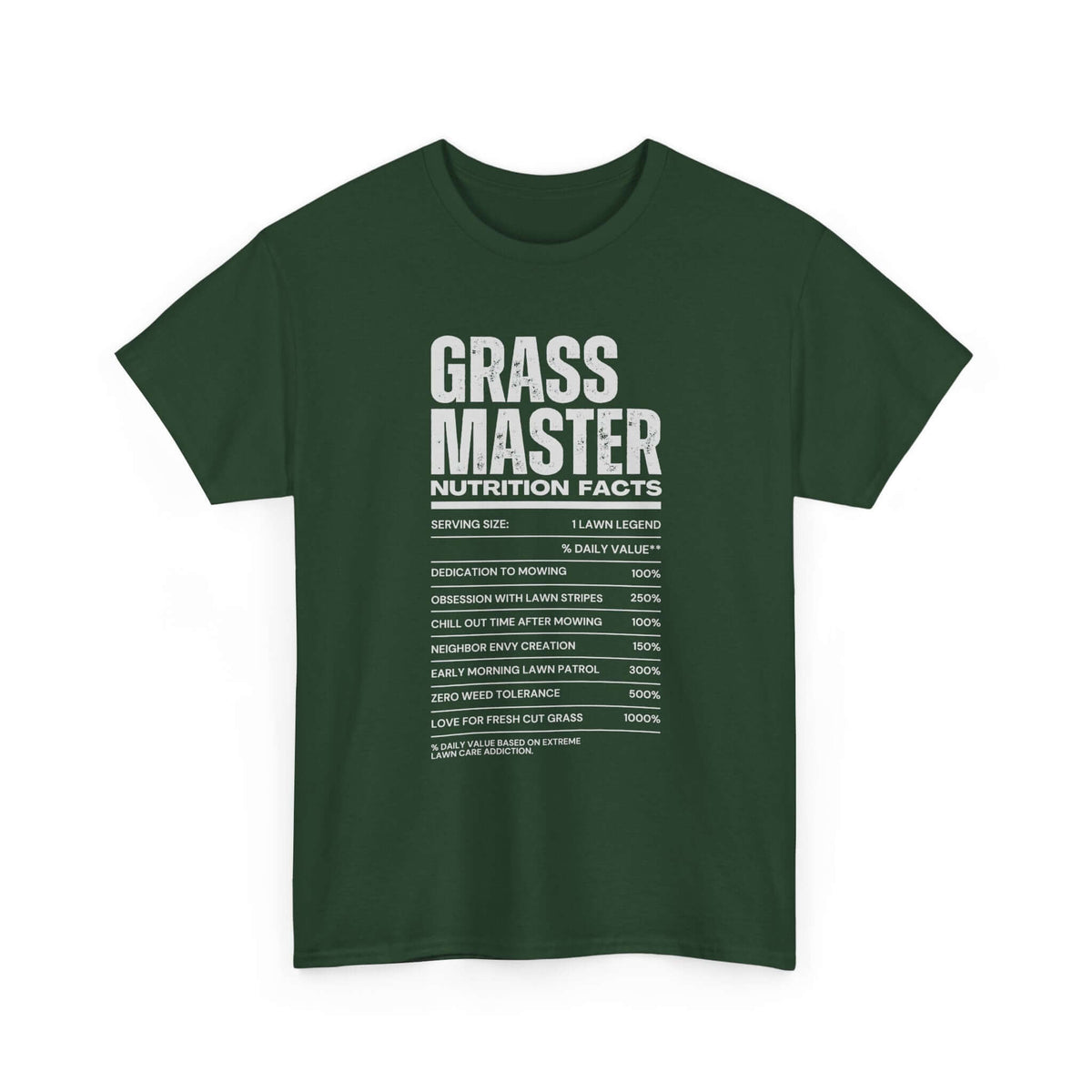 Grass Master Nutrition Facts T-Shirt | Funny Lawn Care Gift