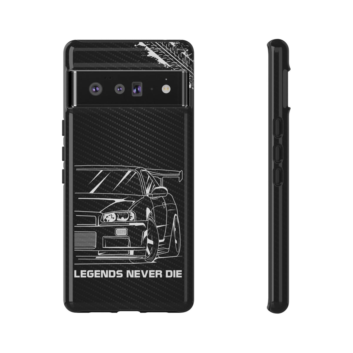 JDM Legends Never Die Tough Phone Case - Google Pixel 6 Pro, glossy, front and side view
