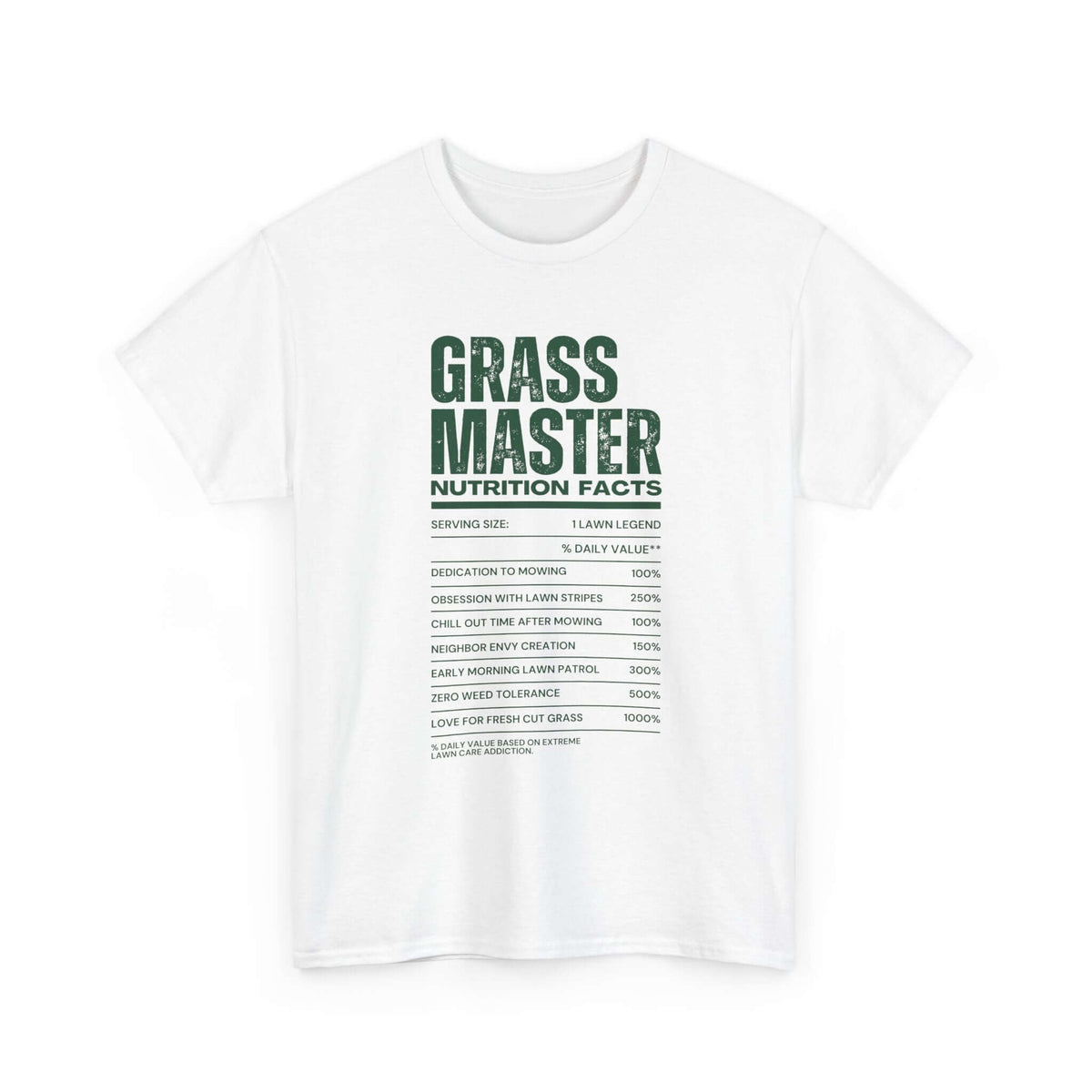 Grass Master Nutrition Facts T-Shirt | Funny Lawn Care Gift