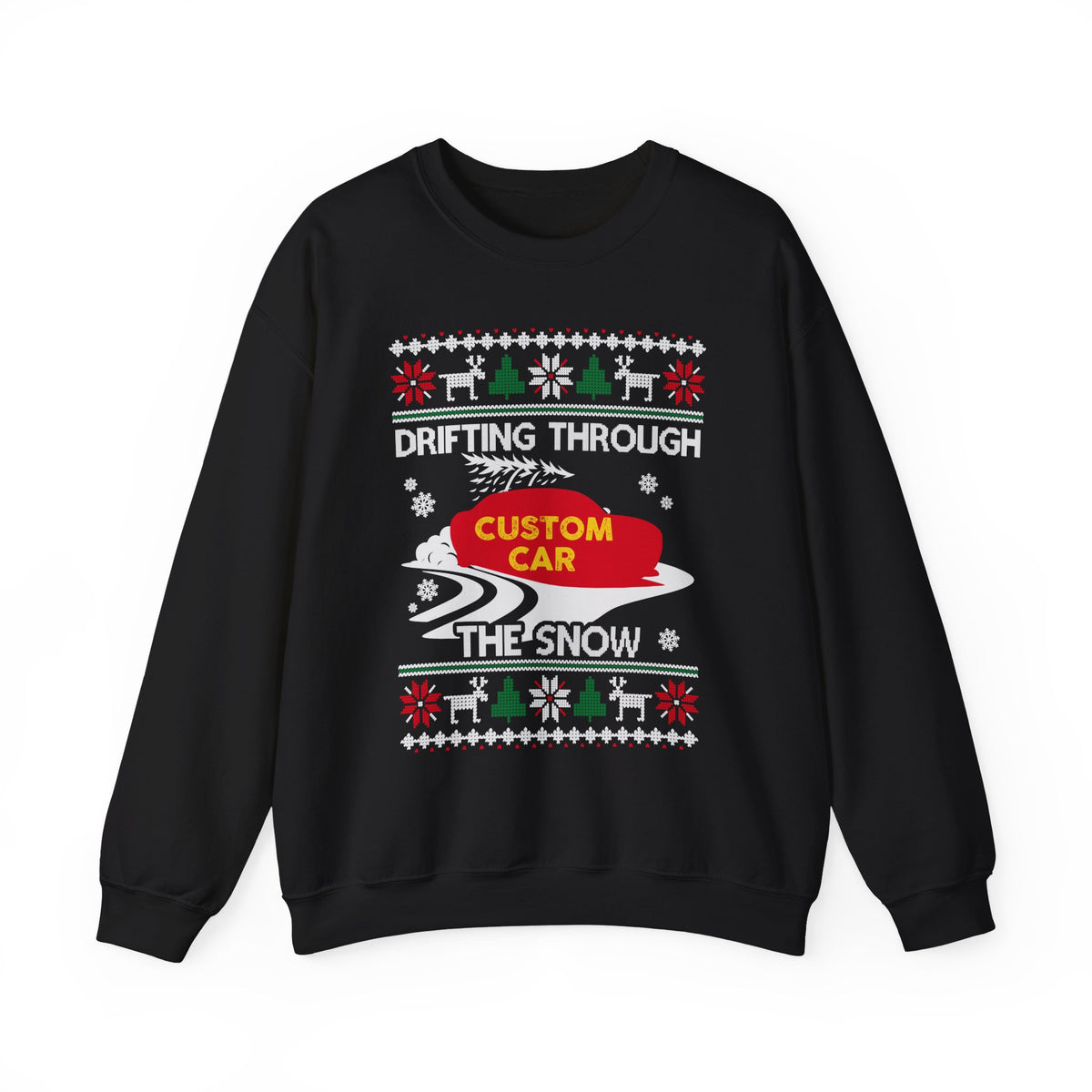Custom Car Drifting Through the Snow Sweatshirt | personalized Christmas car guy gift
