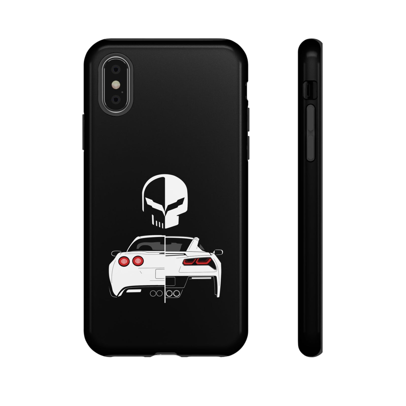 Corvette Punisher Skull Tough Phone Case | Muscle Car Guy Gift
