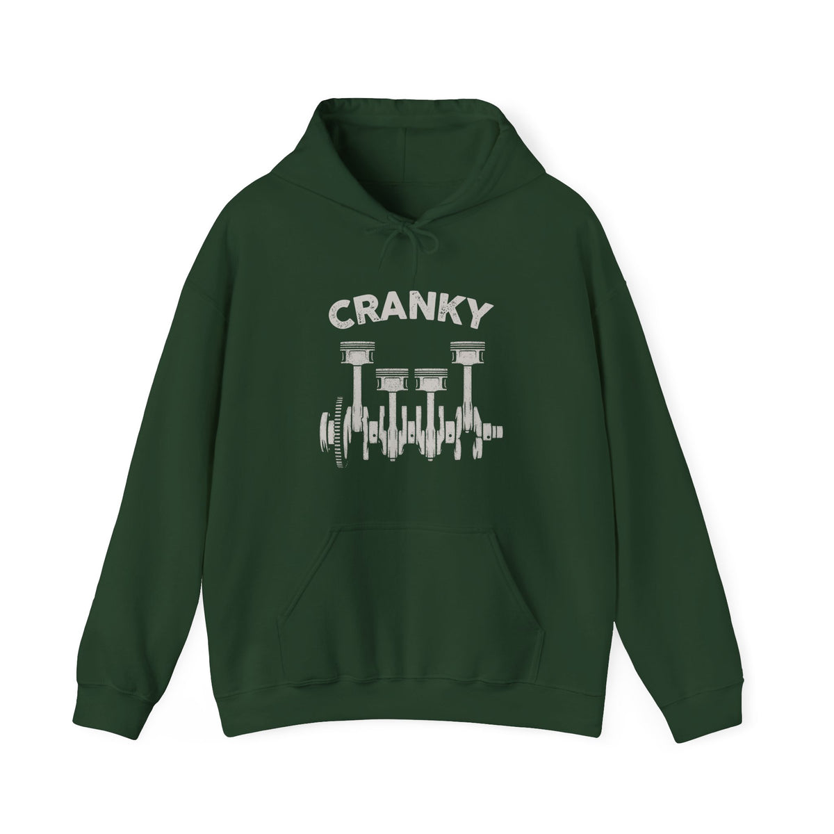 Cranky Mechanic Hoodie back view - engine humor car guy gift
