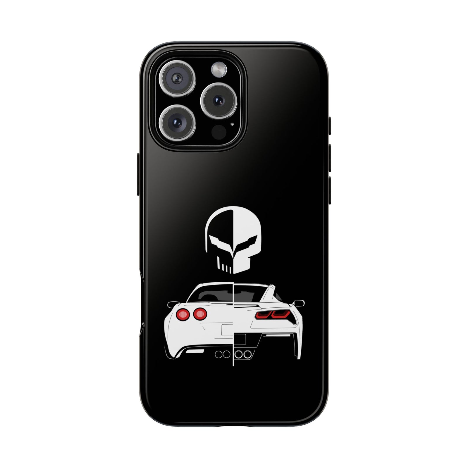 Corvette Punisher Skull Tough Phone Case | Muscle Car Guy Gift
