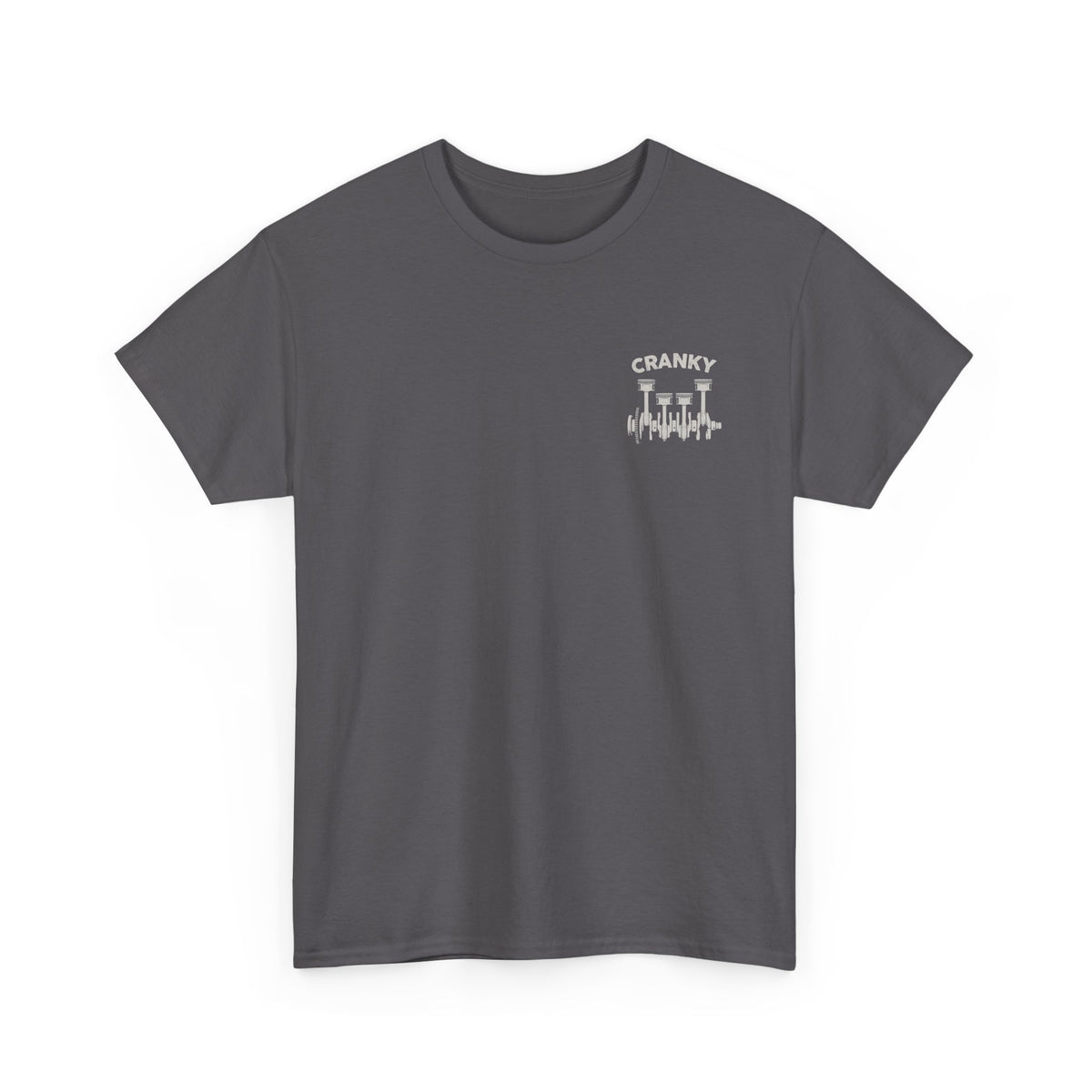 Cranky Minimalist Mechanic T-Shirt | Small Chest Print Crankshaft Tee