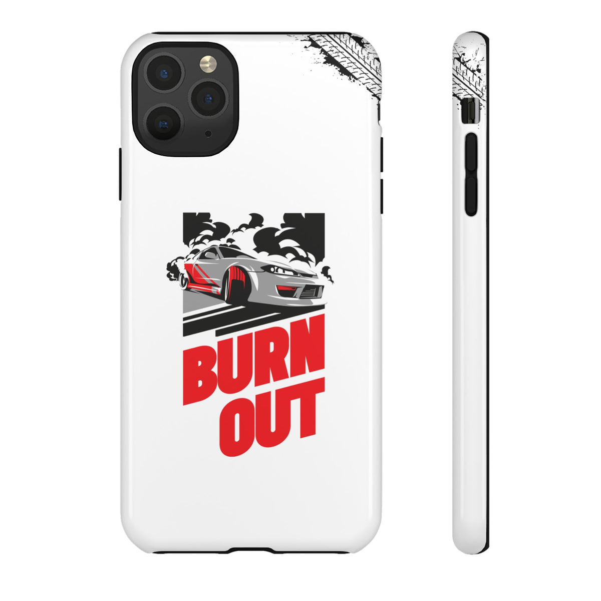 JDM Burnout Tough Car Phone Case - iPhone 11 Pro Max, glossy, front and side view