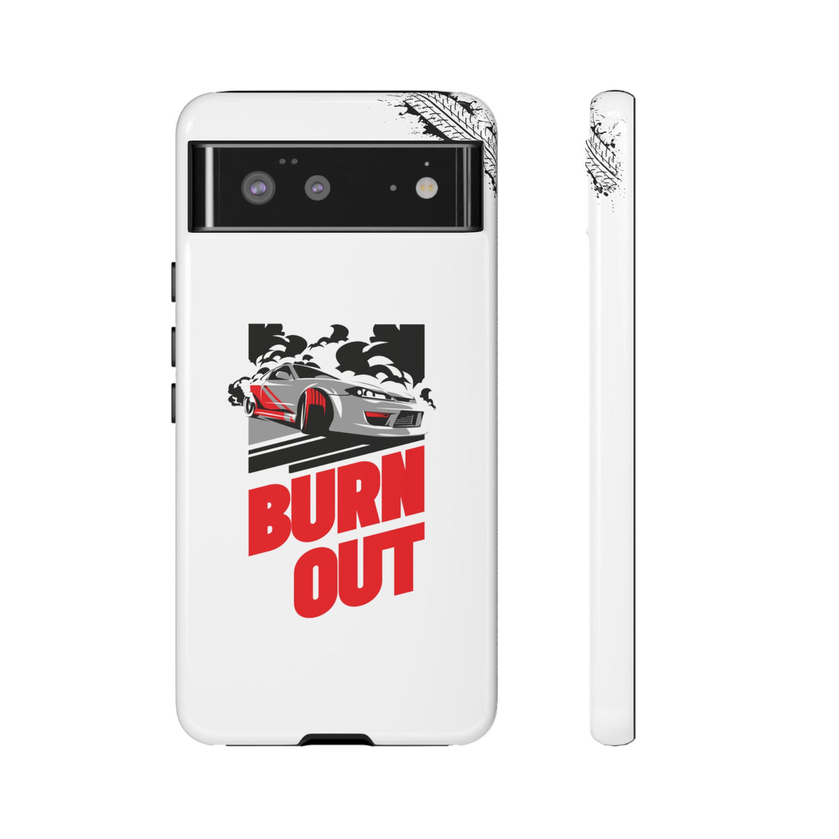 JDM Burnout Tough Car Phone Case - Google Pixel 6, glossy, front and side view