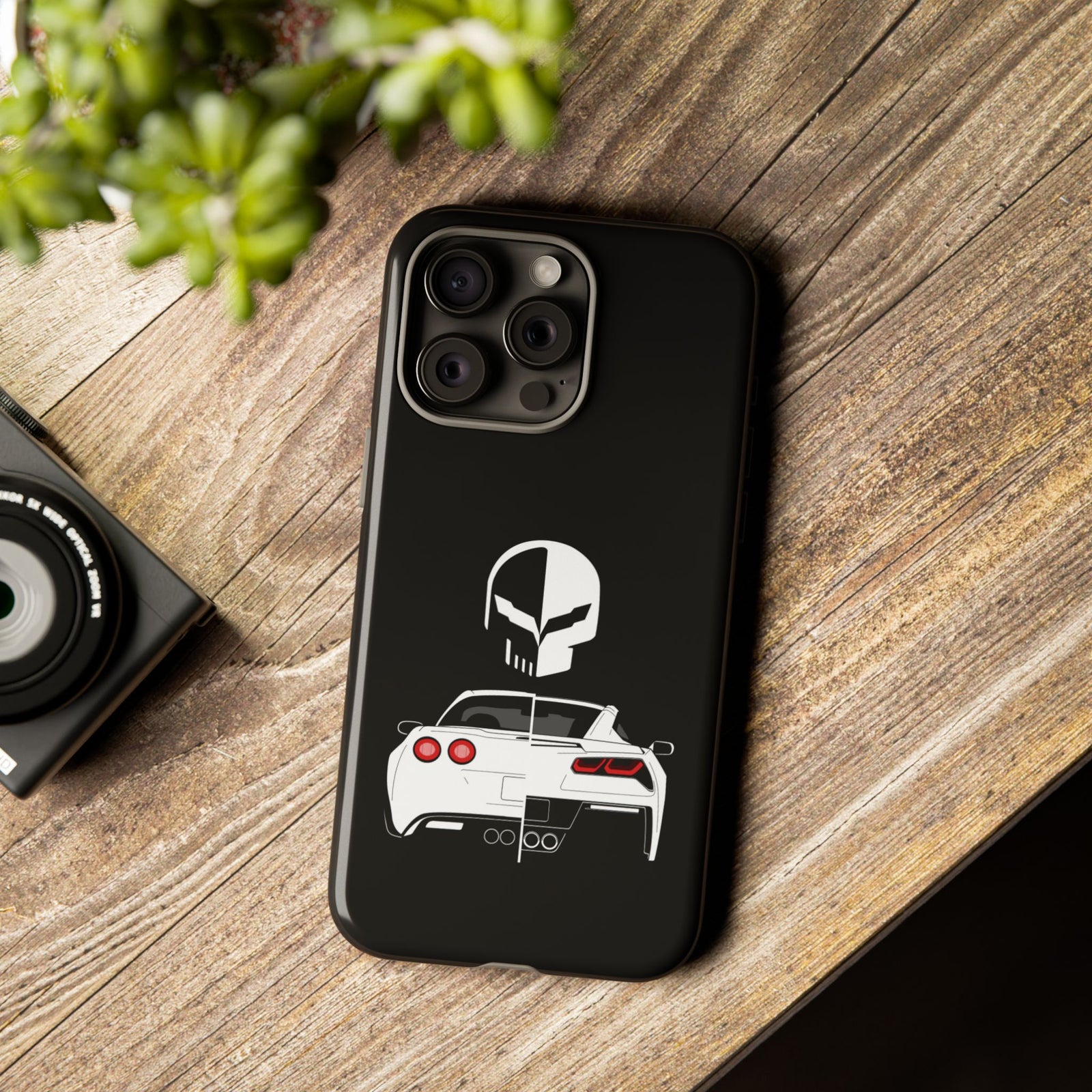 Corvette Punisher Skull Tough Phone Case | Muscle Car Guy Gift