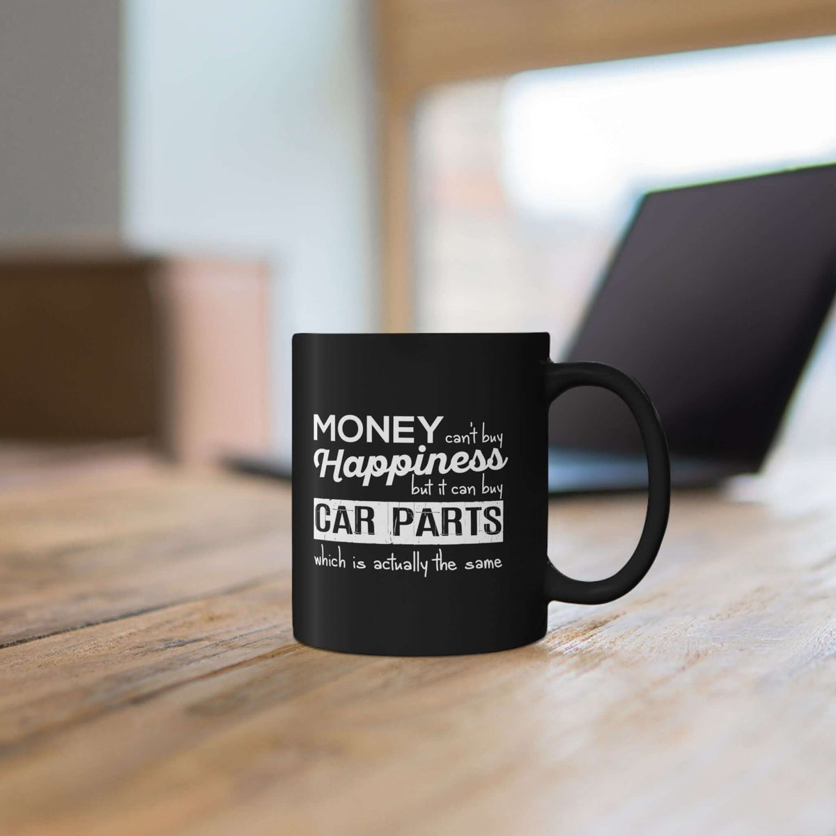 More Car Parts Equals Happiness Mug mug back view - car enthusiast gift