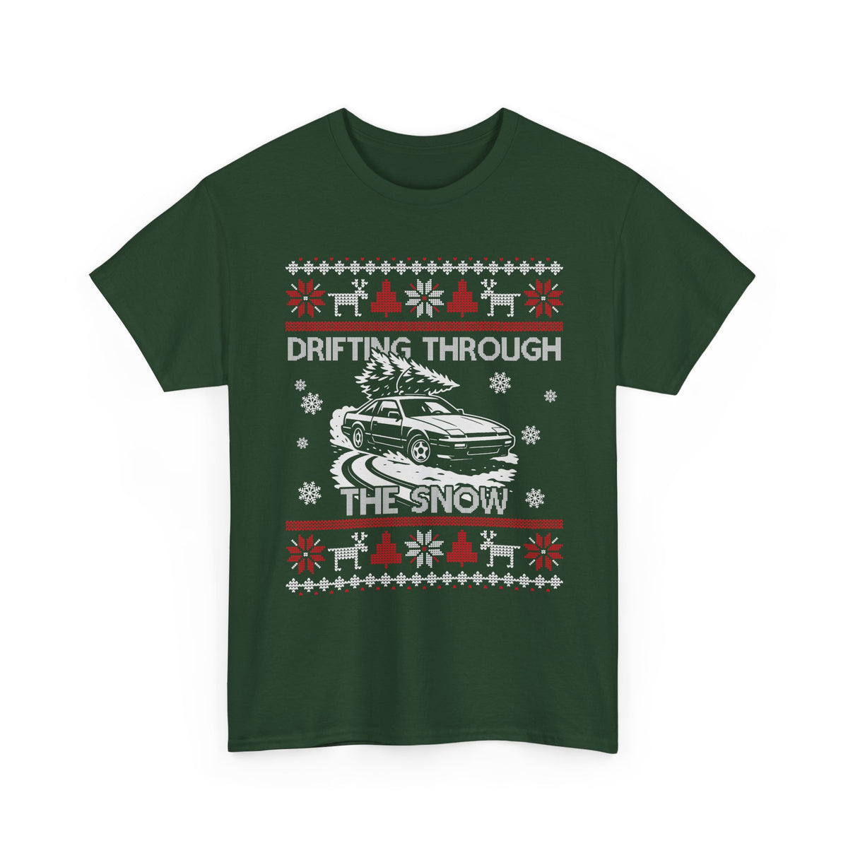 Drifting Through the Snow Ugly Christmas Shirt, Holiday Gift Tee, Christmas Party, JDM Drift Car Guy T-Shirt