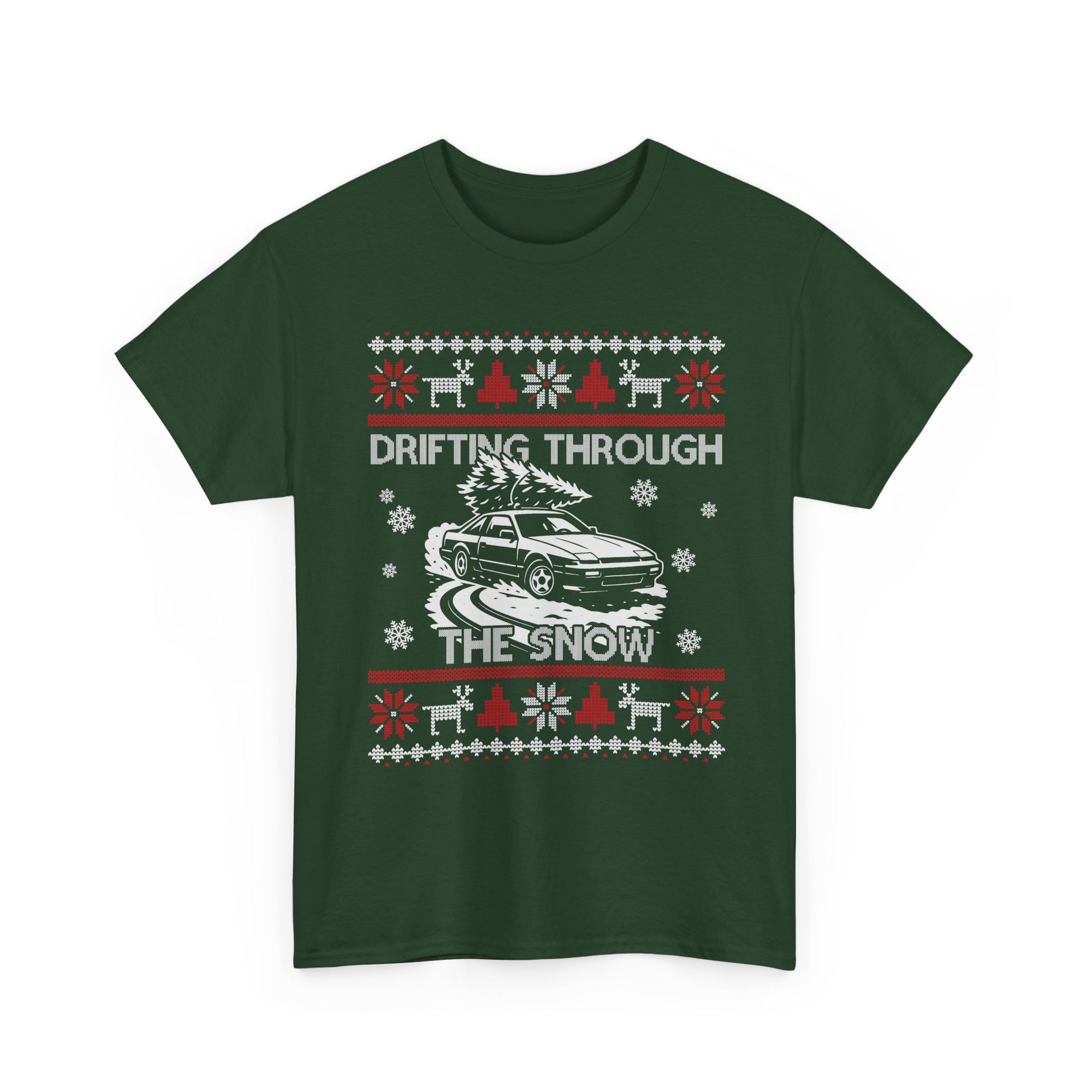 Drifting Through the Snow Ugly Christmas Shirt, Holiday Gift Tee, Christmas Party, JDM Drift Car Guy T-Shirt