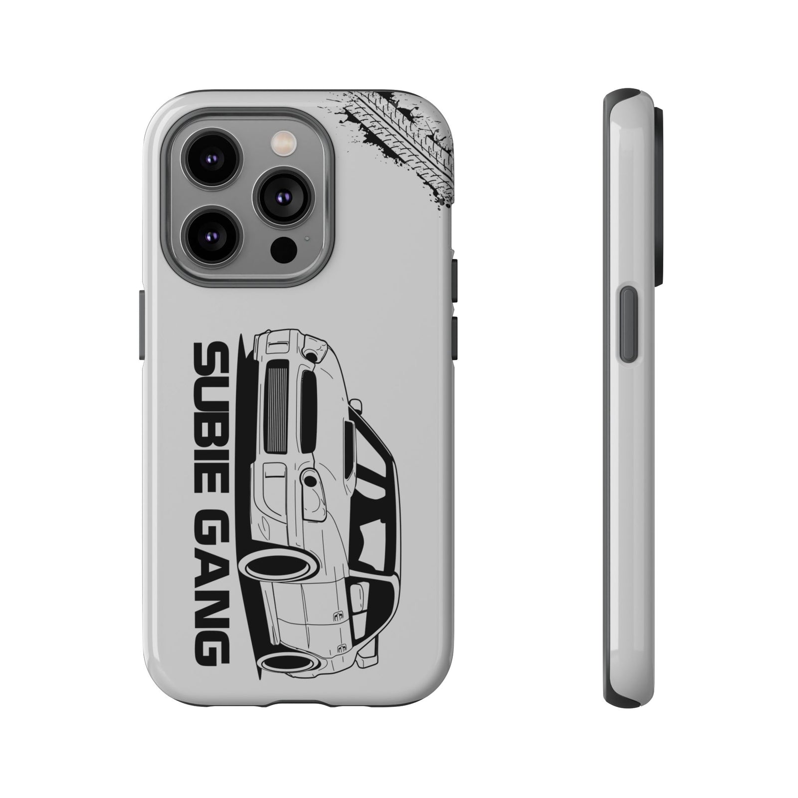 JDM Gang Tough Phone Case - iPhone 14 Pro, glossy, front and side view