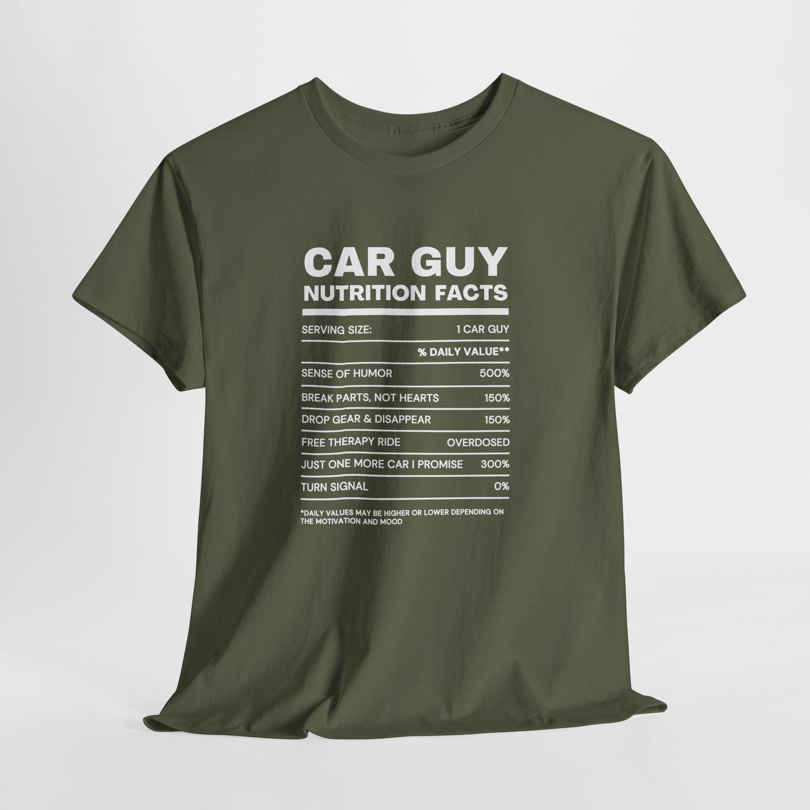 Car Guy Nutrition Facts Funny Cotton T-Shirt