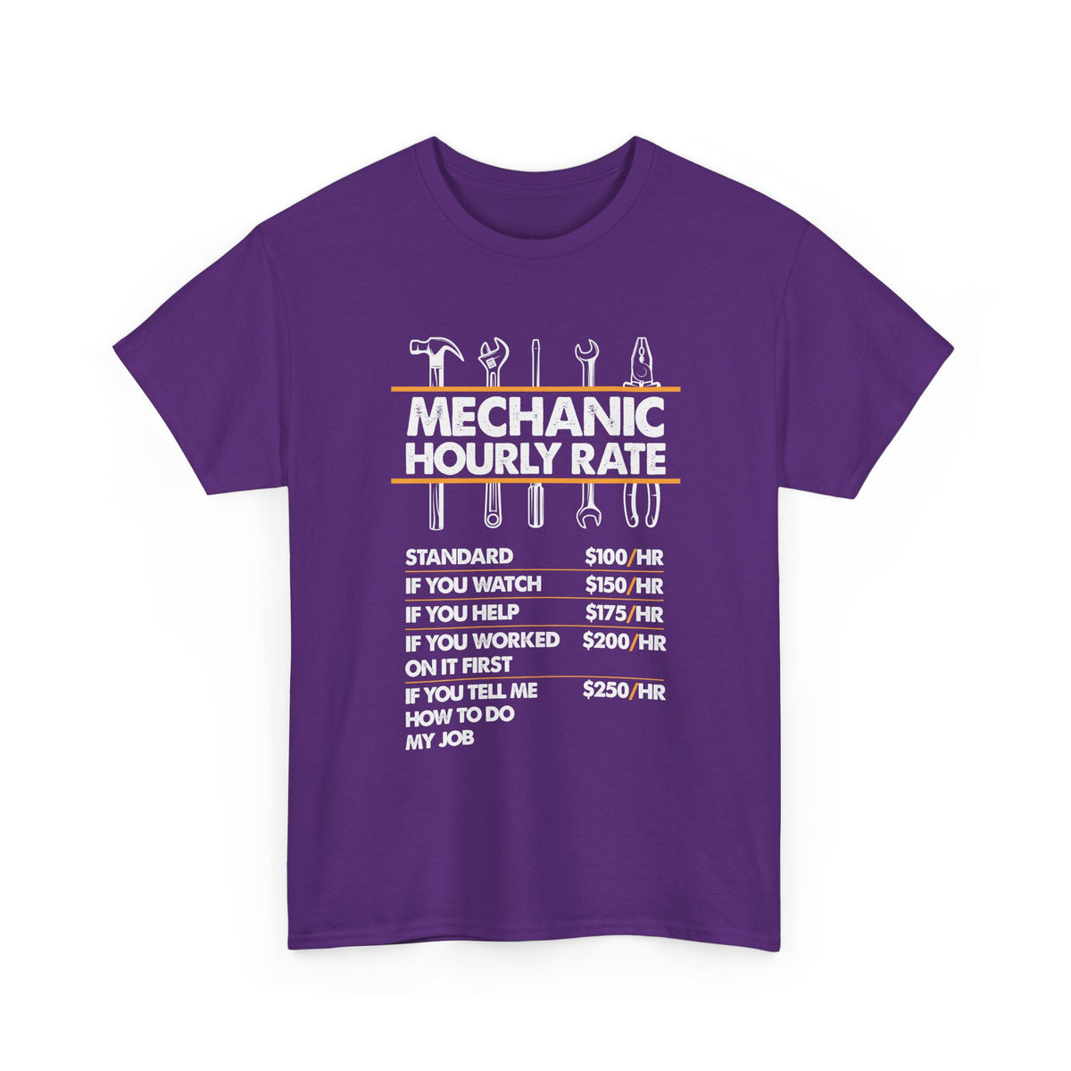 Mechanic Hour Rate T-Shirt | Funny Car Guy Mechanic Tee